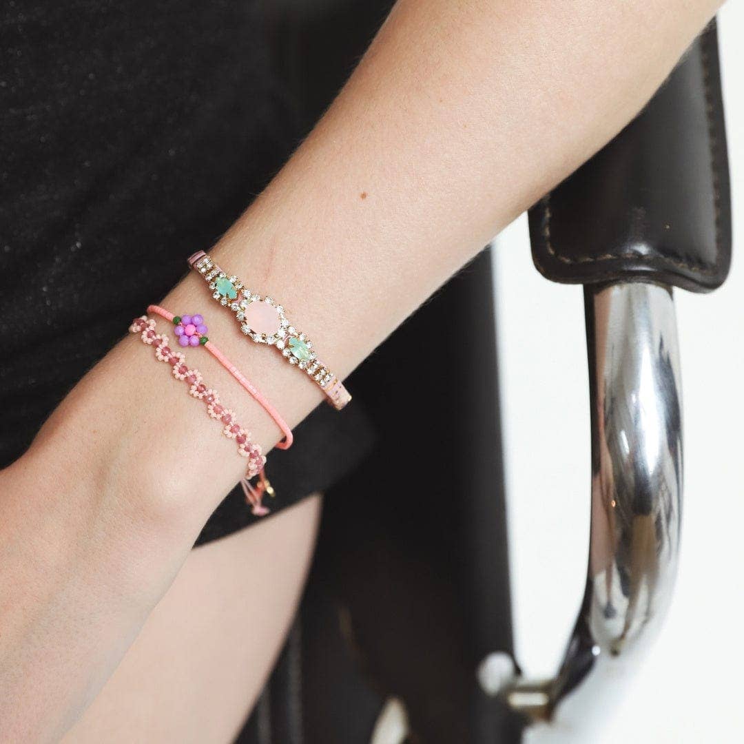 Handmade bejeweled Tila beaded bracelet by Tai Jewelry featuring colorful, intricate beaded design and sparkling embellishments.
