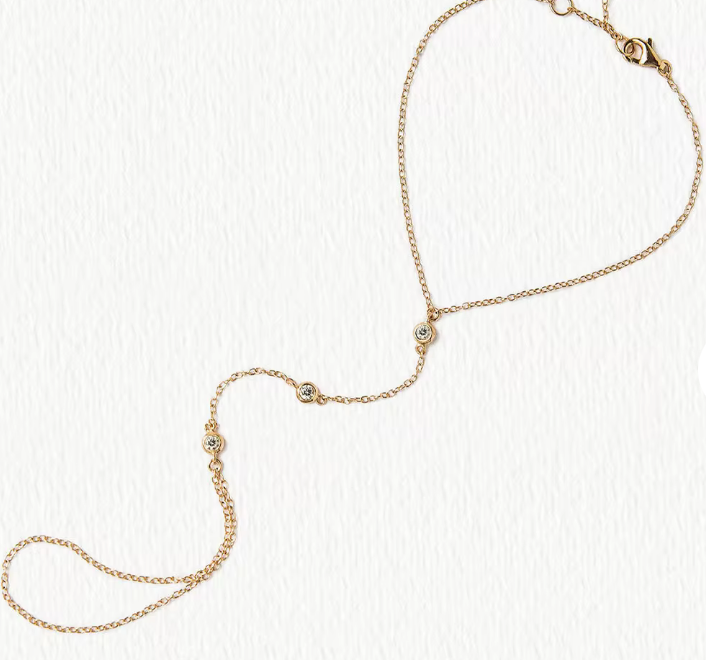 3-Hand Chain Steel, Ring and Bracelet Crystal Chain