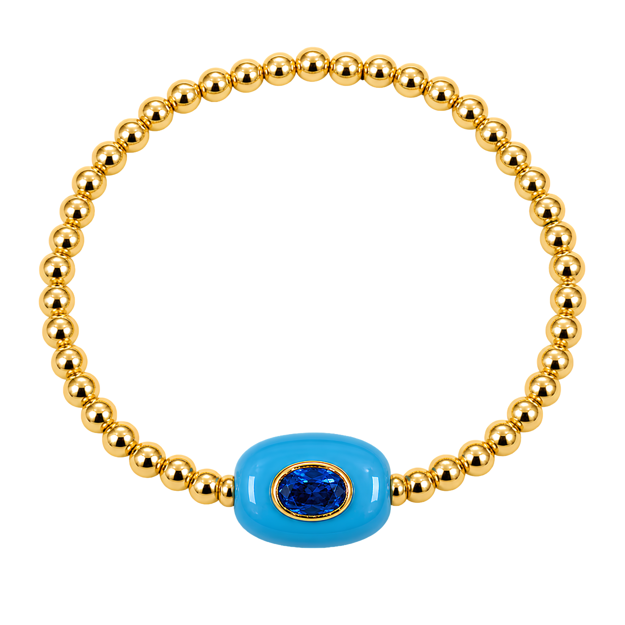Gold Oval Glass Stone Bracelet