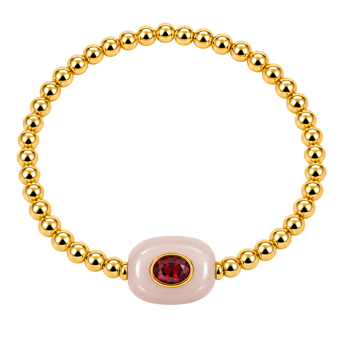 Gold Oval Glass Stone Bracelet