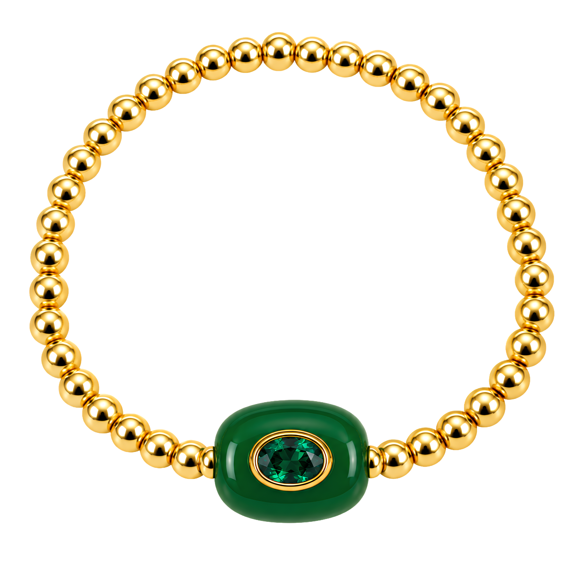 Gold Oval Glass Stone Bracelet