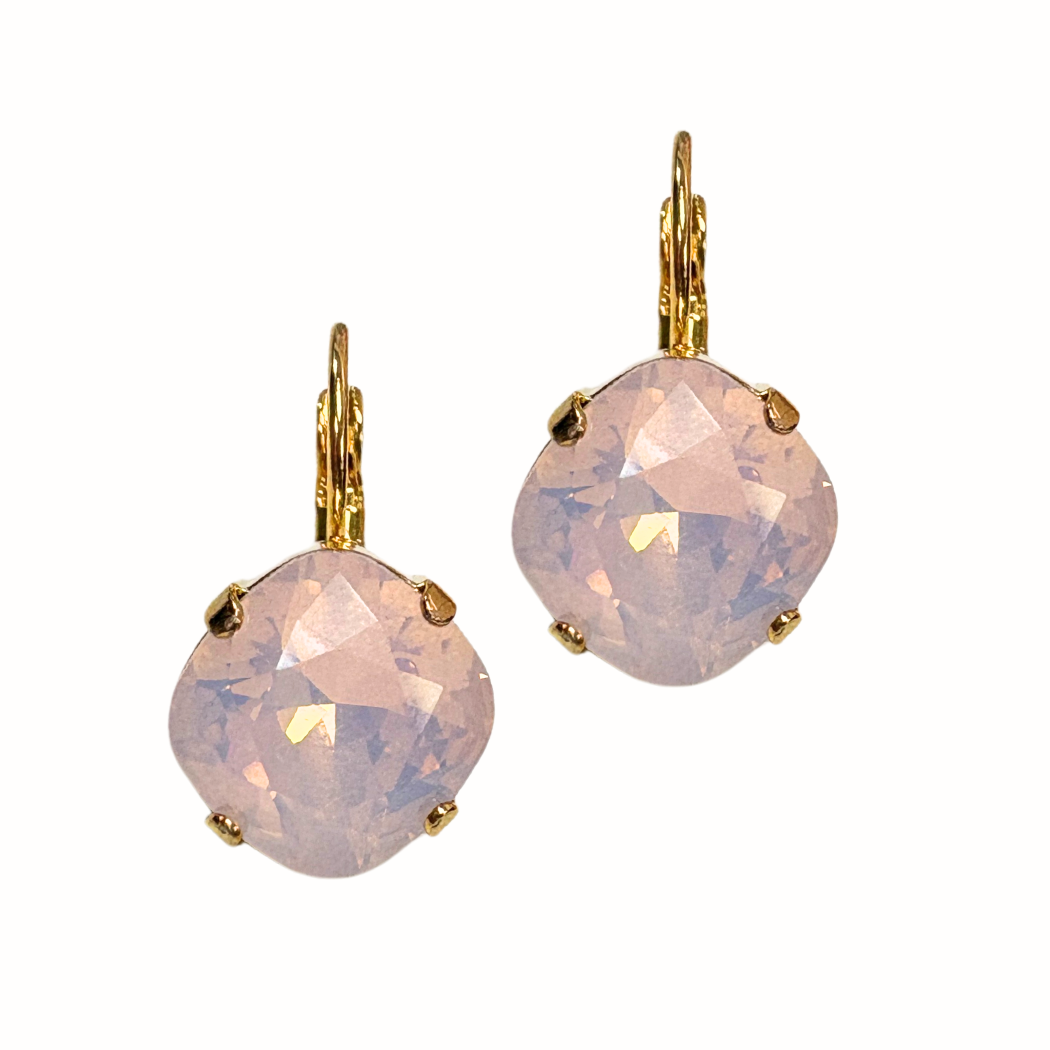 Crystal 12mm Cushion Cut Drop Earrings