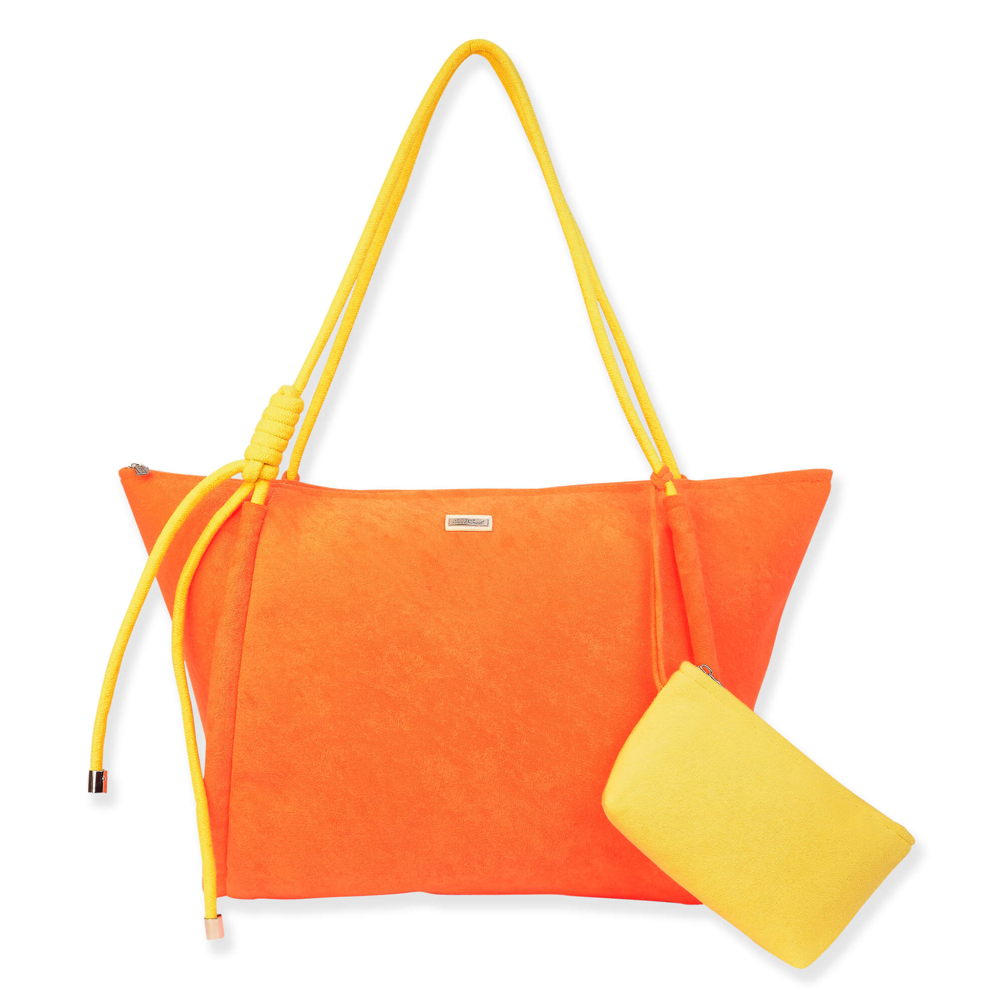 Sun n Sand Terry color-block beach bag with sturdy handles and spacious interior, perfect for beach trips and seaside outings.