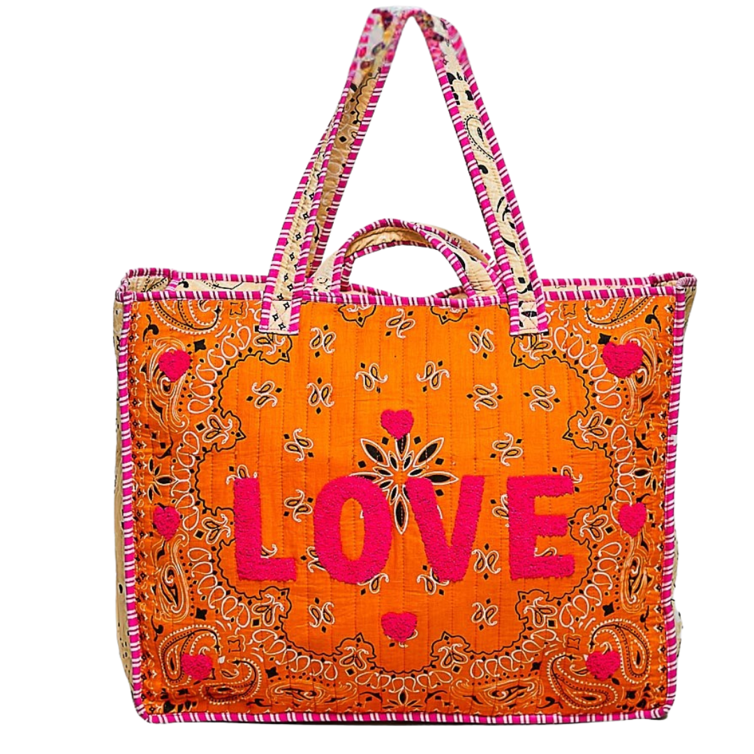 Love Bandana Quilted Tote Bag