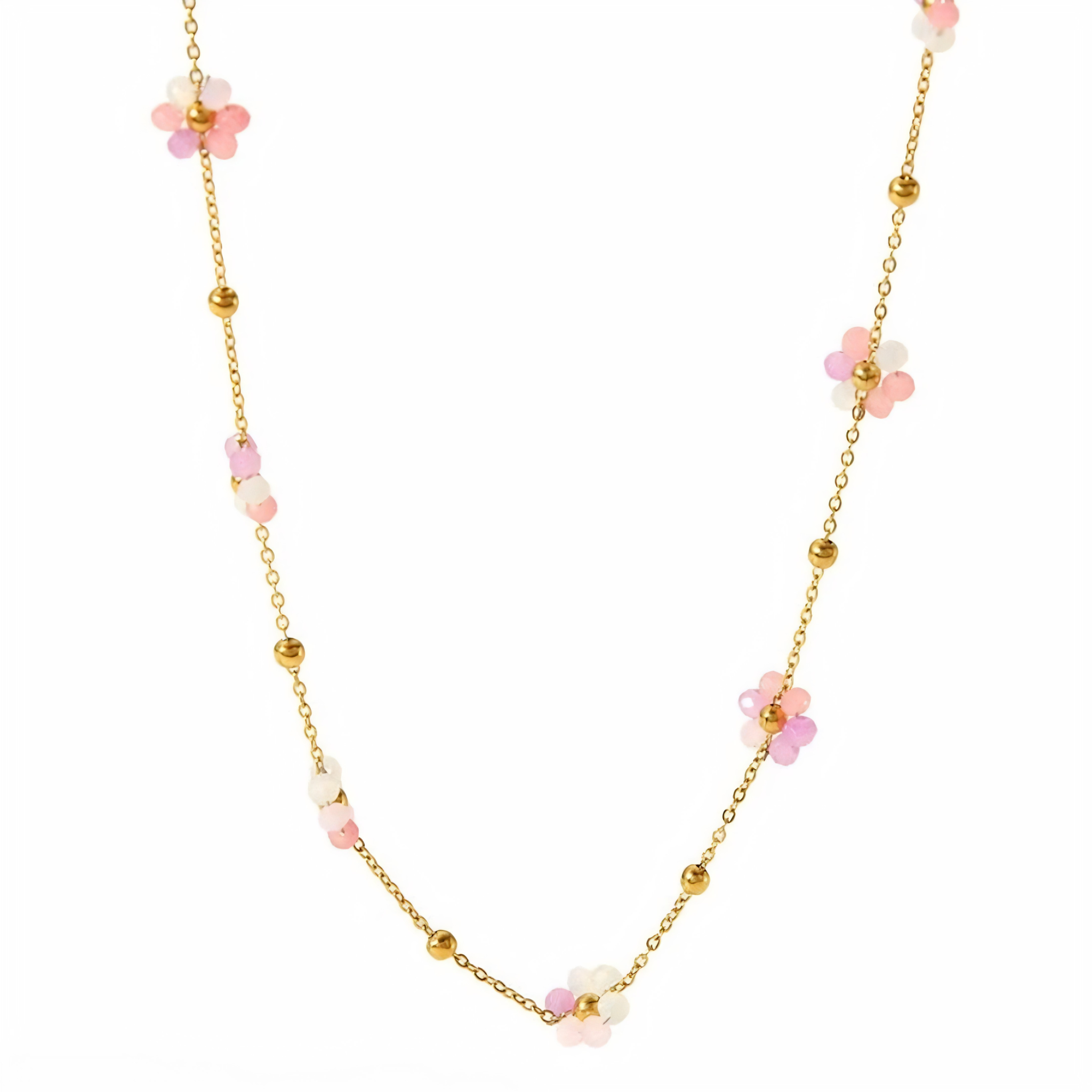Private label flower daisy spring summer necklace with delicate floral design and adjustable chain.