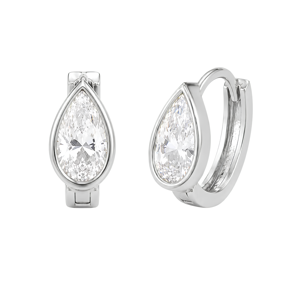 Pear Bezel Mini Hoop
