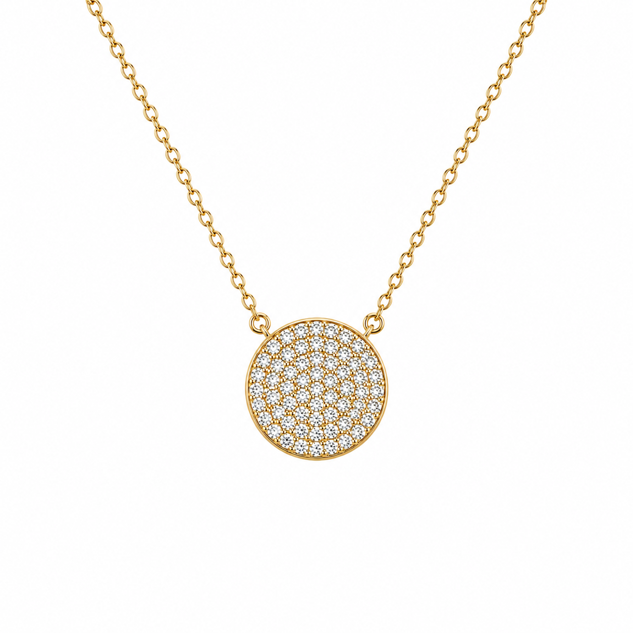 Circle Studded CZ Necklace - Sterling Silver 925