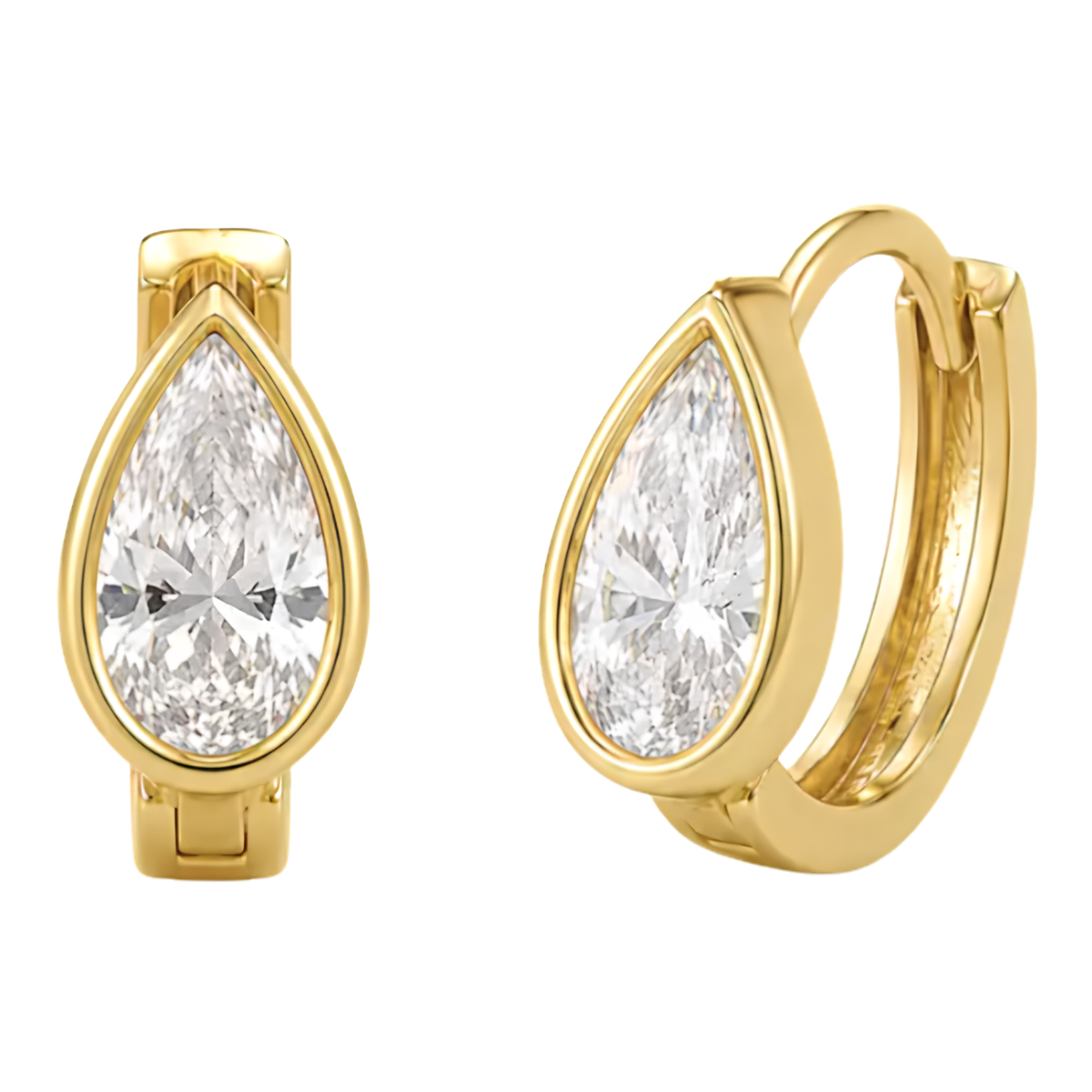 Pear Bezel Mini Hoop