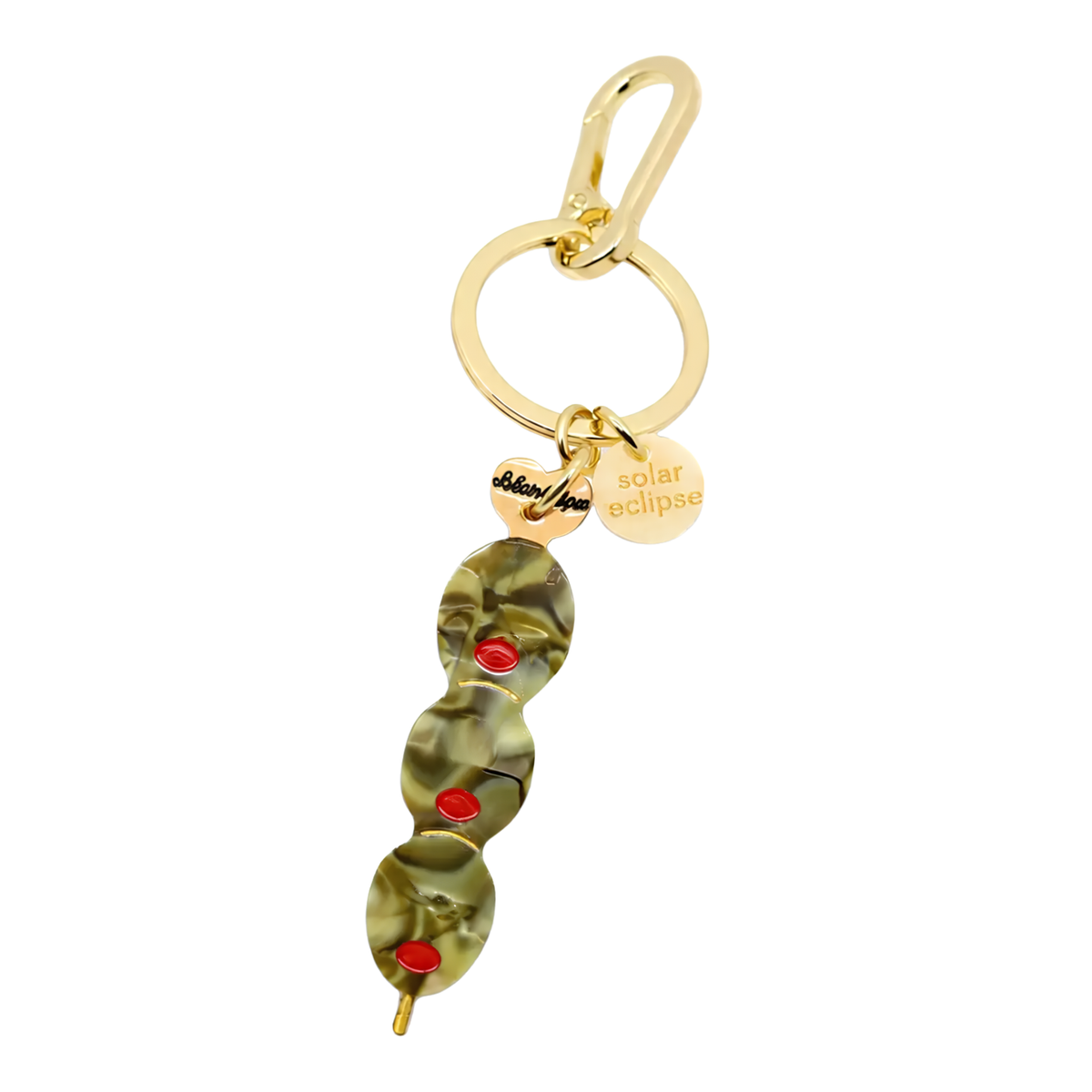 Hand-Painted Martini Olives Bag Charm + Keychain | Eco-Friendly