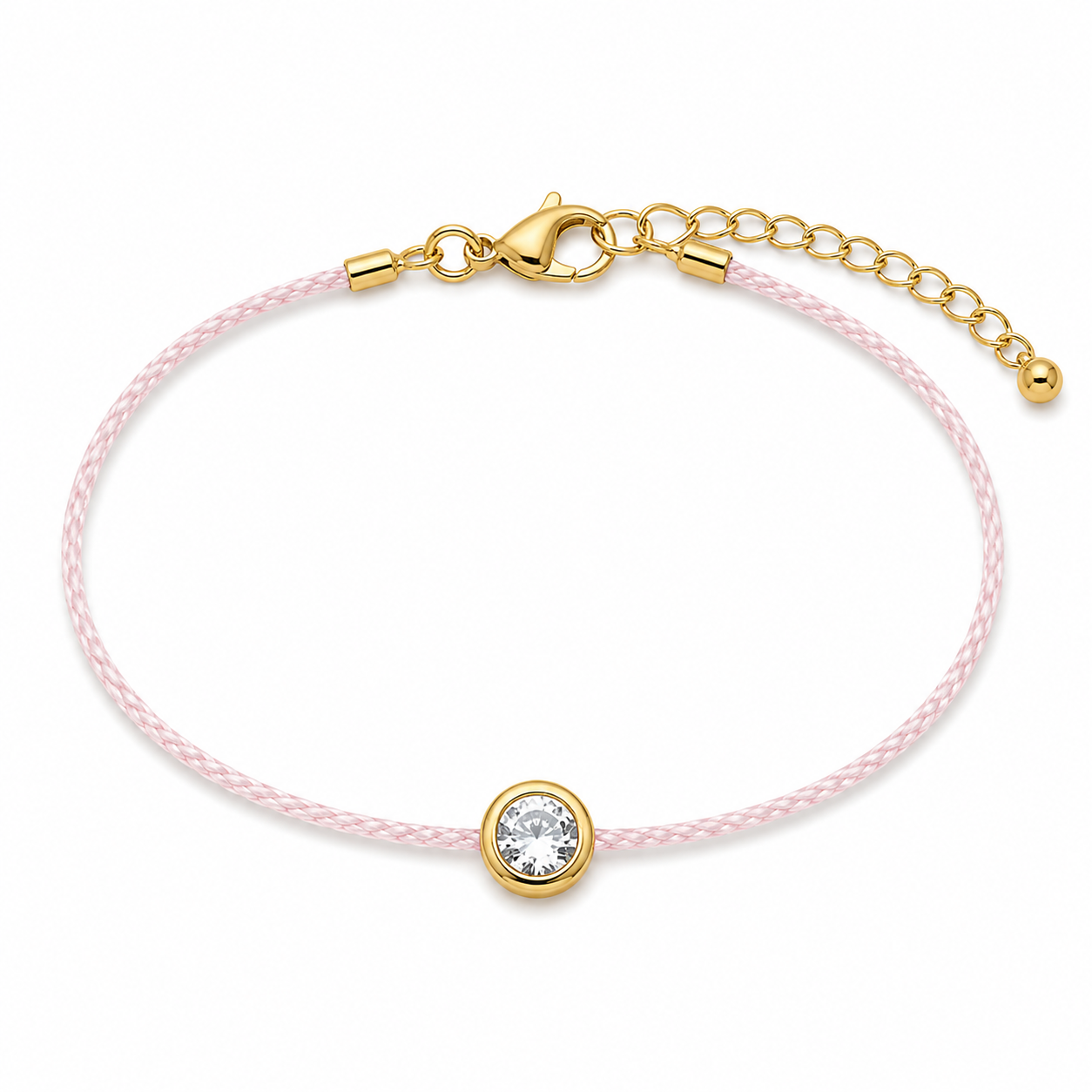 Diamond Cord Bracelet with Round Bezel CZ