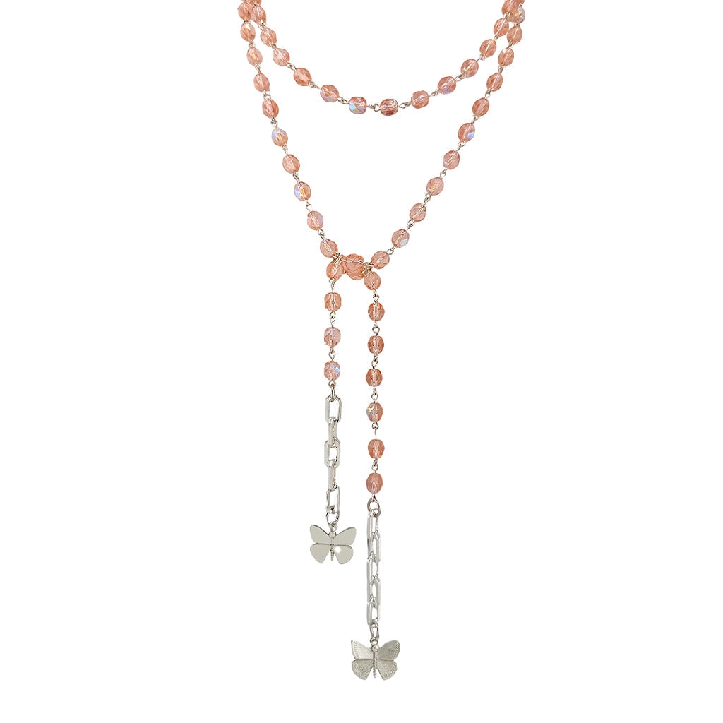 Love Lisa Bailey Butterfly Wrap Lariat Necklace featuring a delicate butterfly pendant and elegant wrap design.