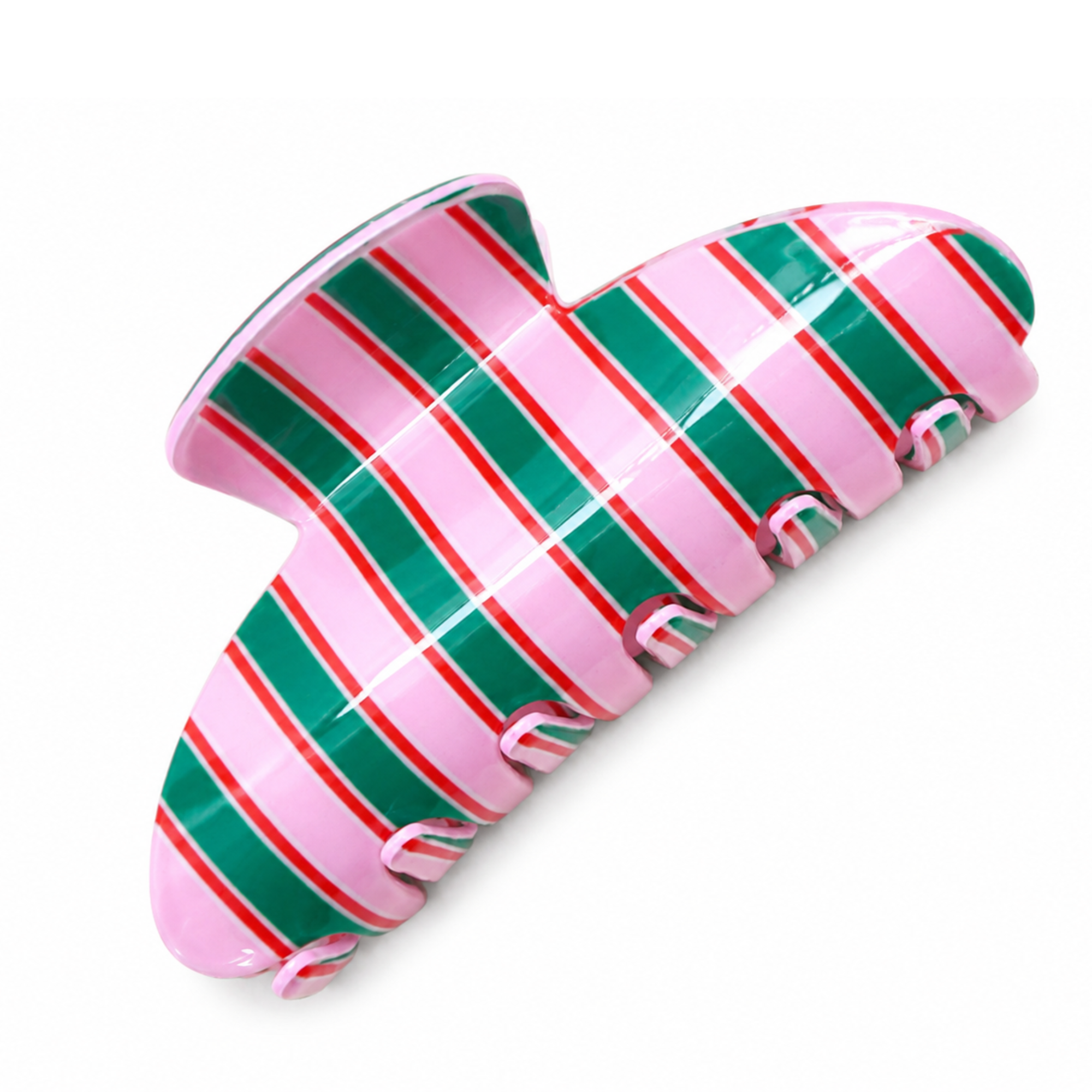 Jumbo Stripe & Plaid Oval Hair Claw Clip