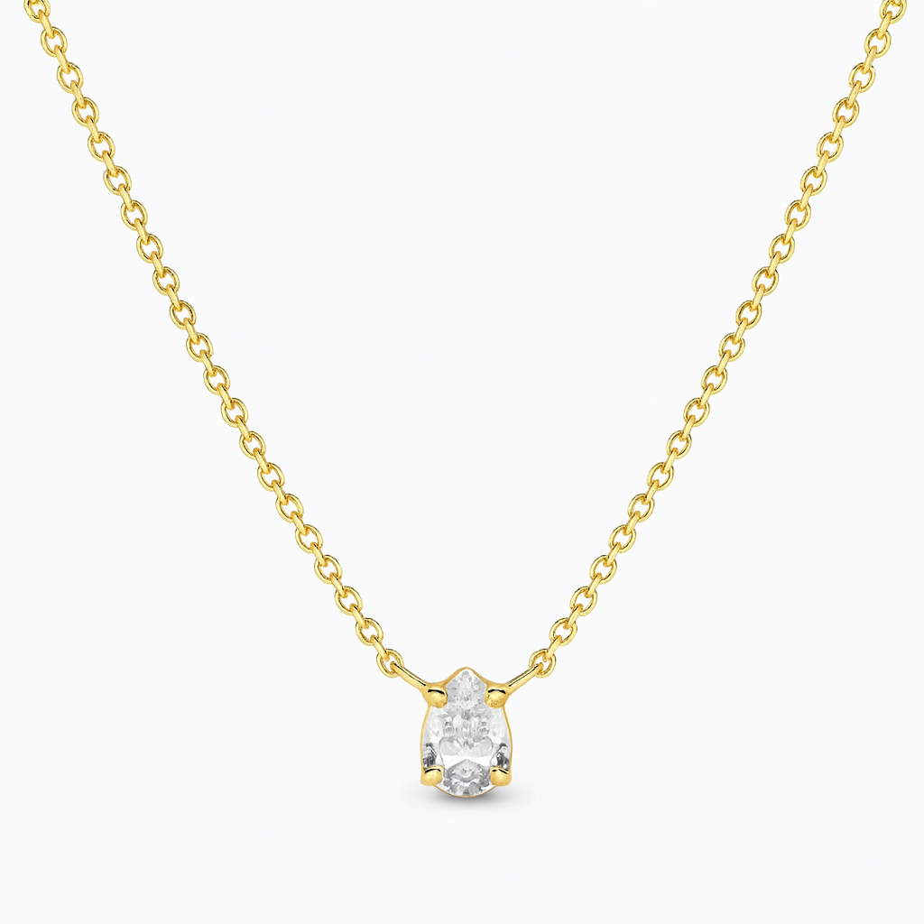 Solitaire Collection- Steel 14K gold Necklace-layering