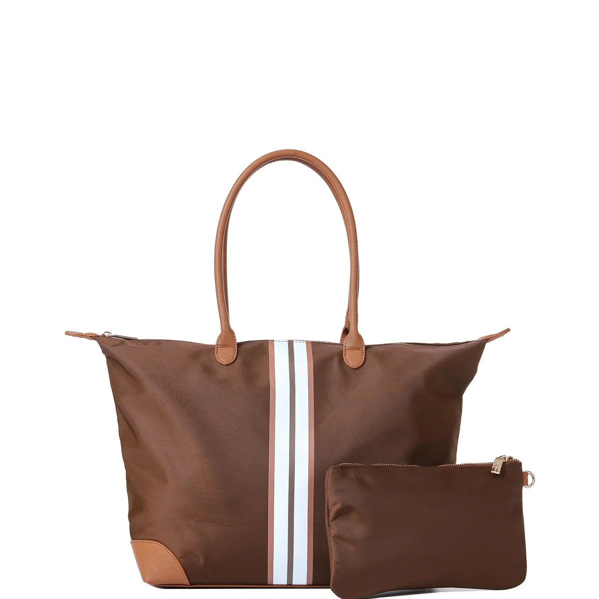 Nylon Striped Tote Bag