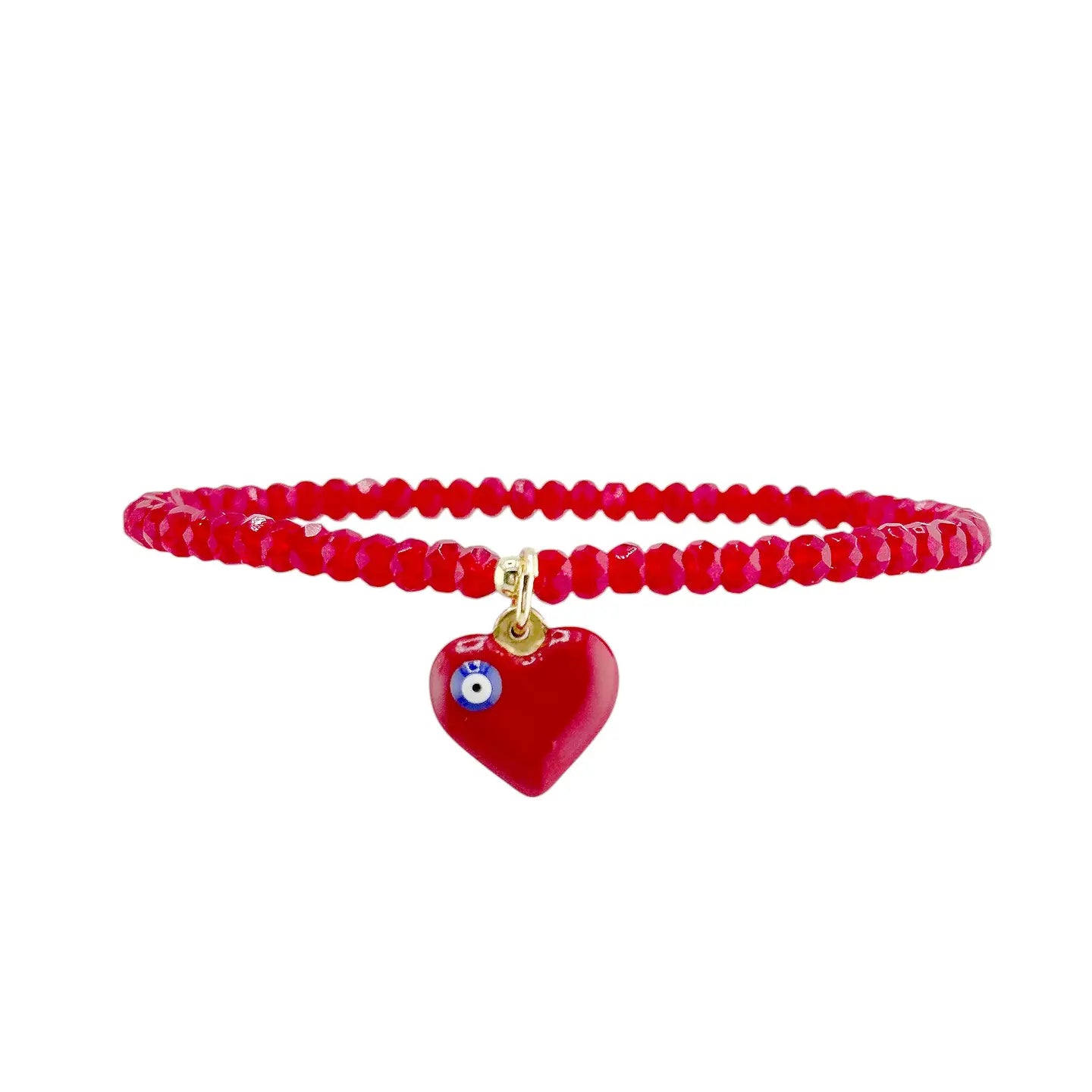 Love Lisa Heart Evil Eye Anklet – Crystal Stretch Anklet
