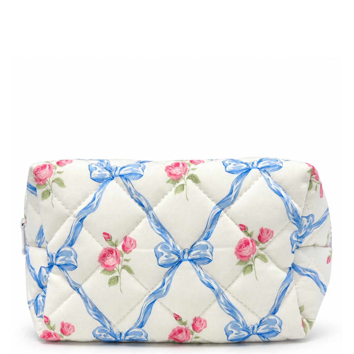 Quilted Bow Coquette Makeup Bag