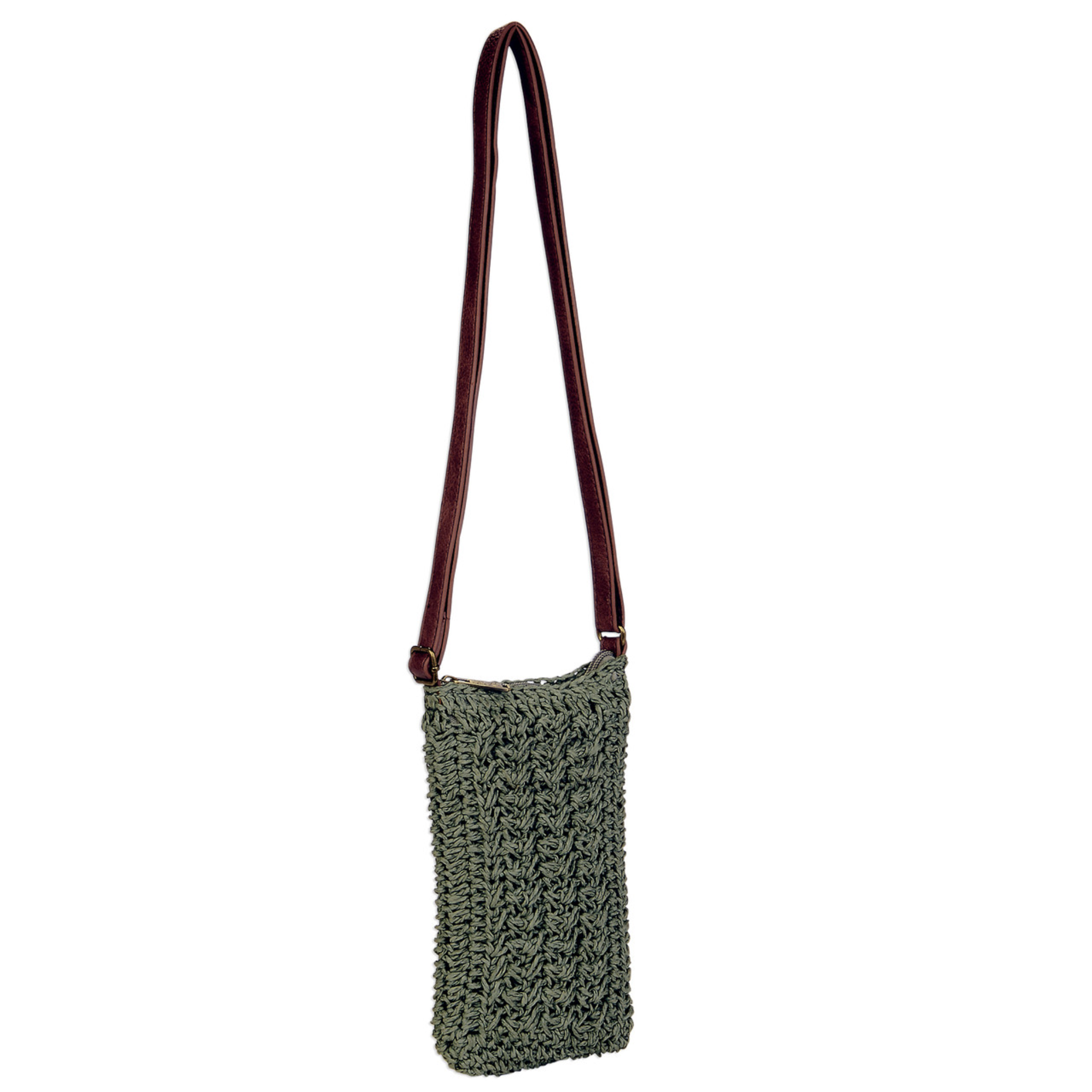 Sun n Sand paper crochet phone crossbody bag with adjustable strap and intricate crochet design on lightweight material.