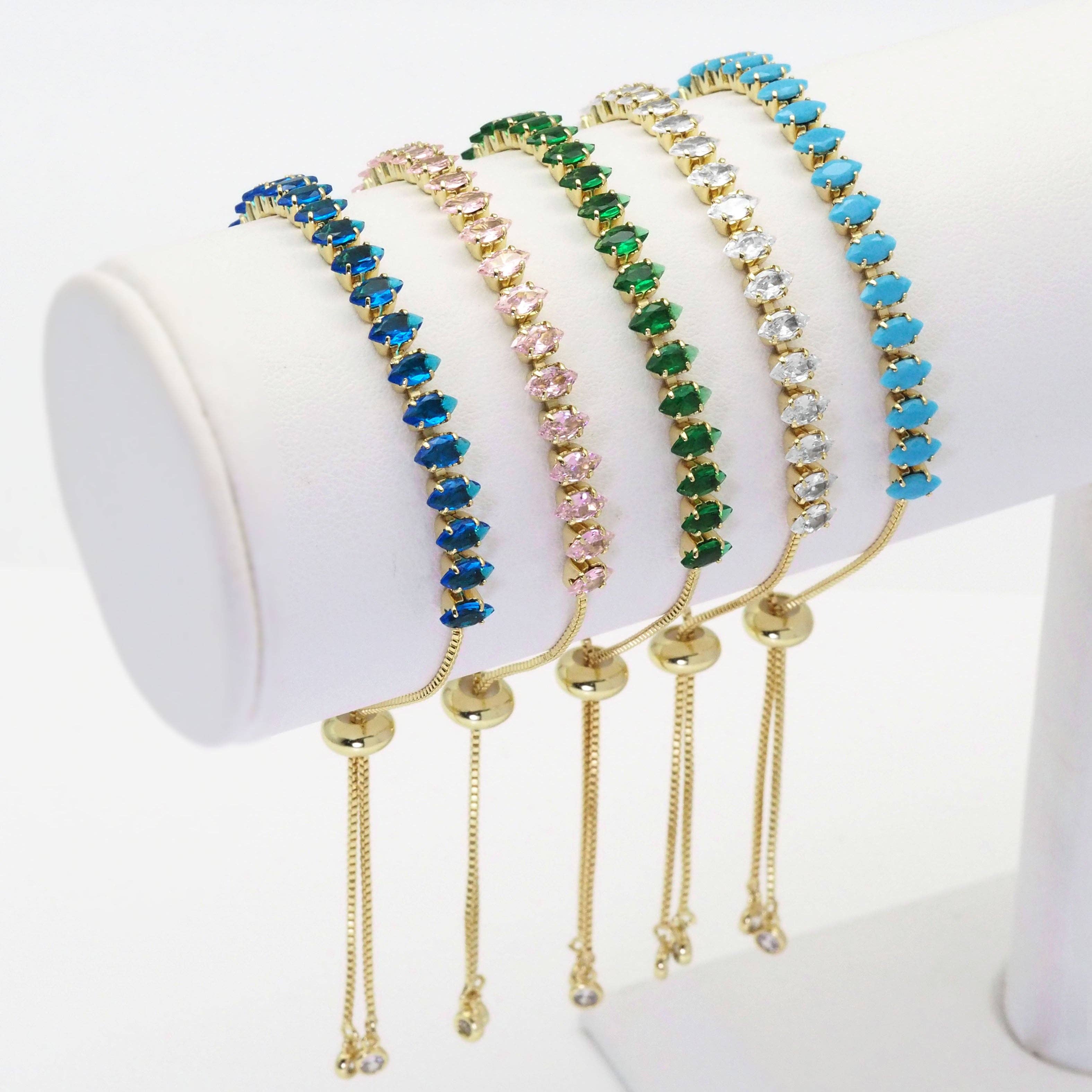 Eye Shape CZ Gold-Filled Link & Chain Bracelet