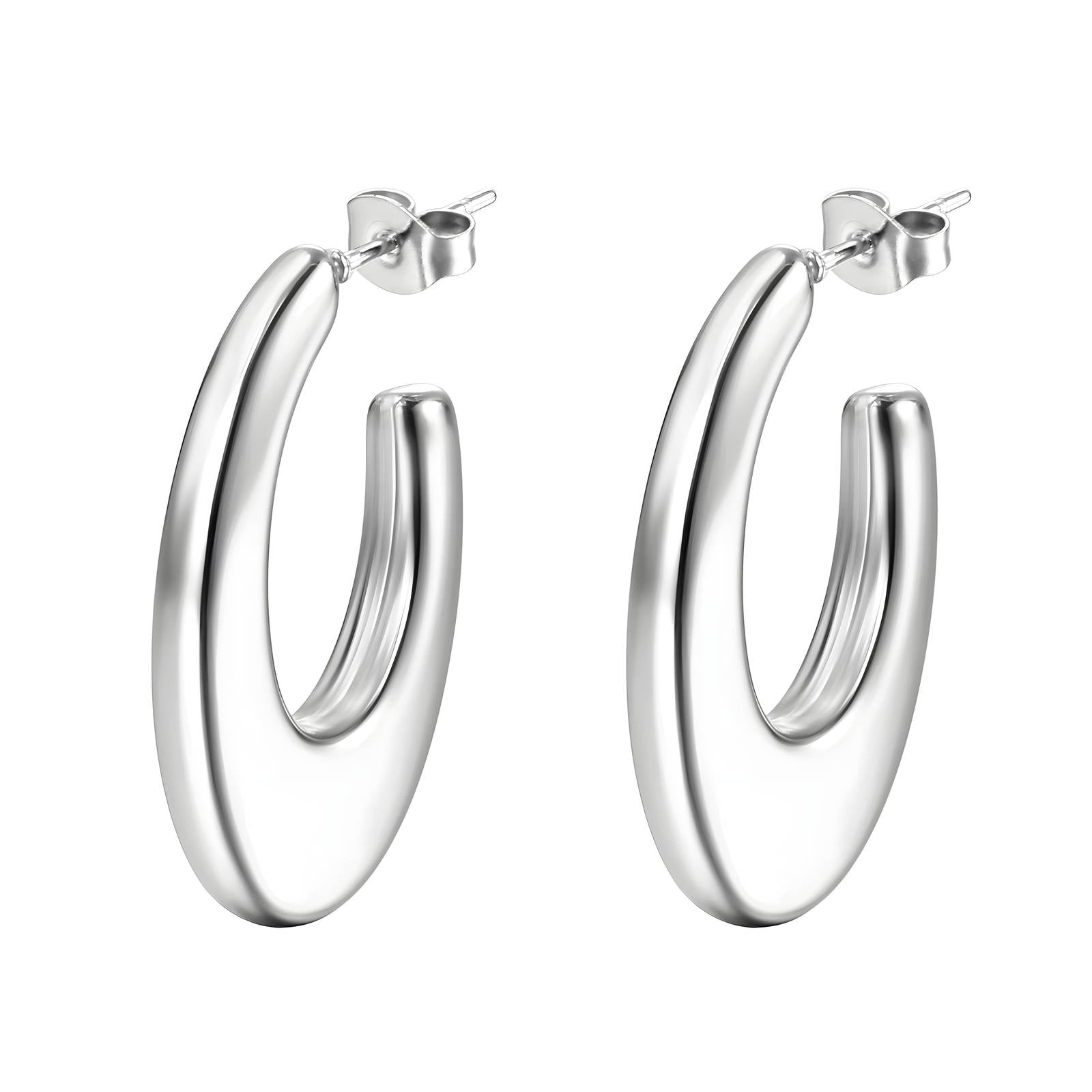 Liquid Drop Hoop Earrings, Stainless Steel
