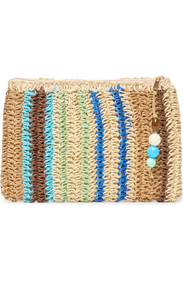 Dolce Vita Astra Blue and Multi pouch featuring colorful fabric design with zipper closure and compact size.