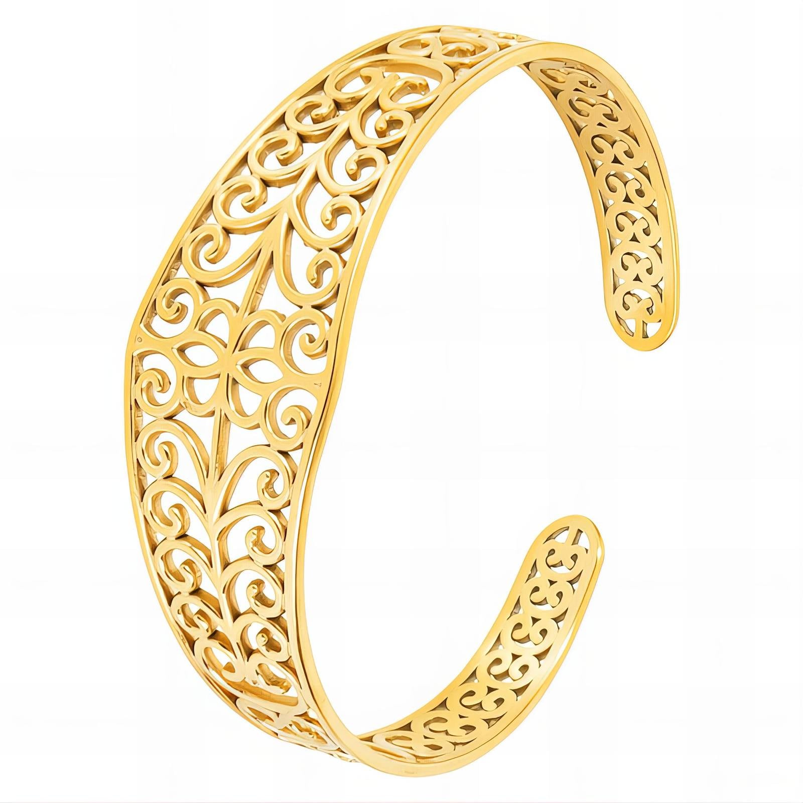 Swirl Cuff Bracelet, 18K Gold Plated Steel