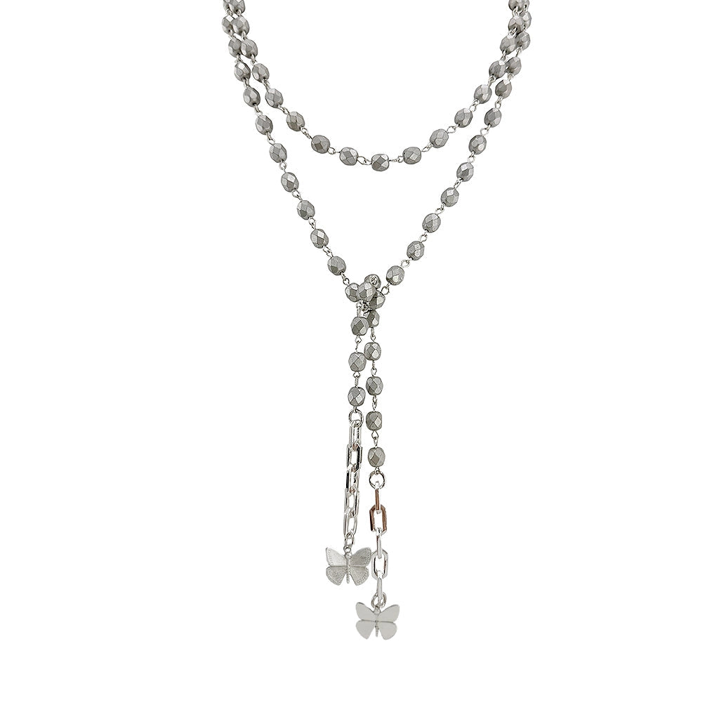 Love Lisa Bailey Butterfly Wrap Lariat Necklace featuring a delicate butterfly pendant and adjustable chain in a stylish jewelry design.