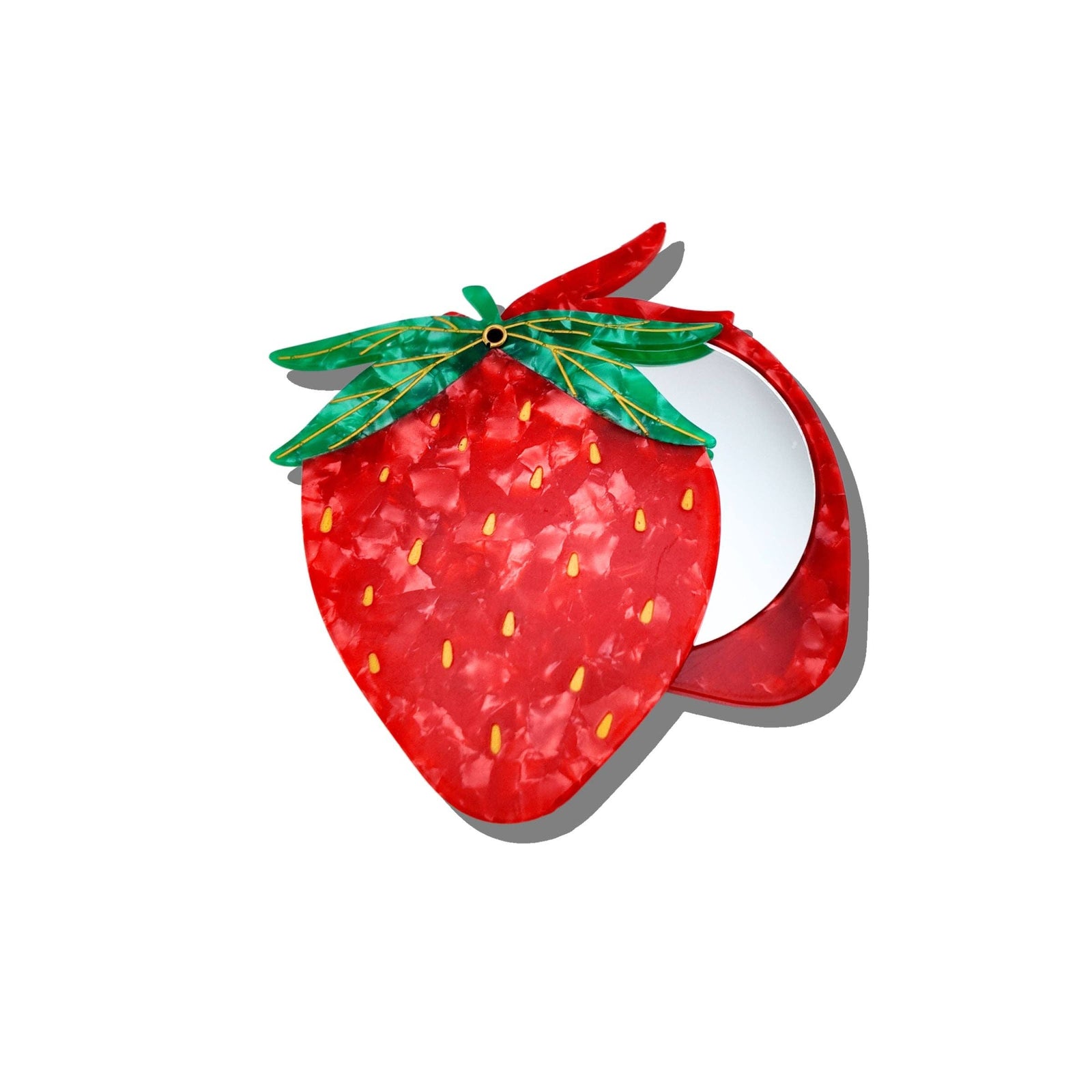 Hand-painted Strawberry Compact Mirror | Eco-Friendly