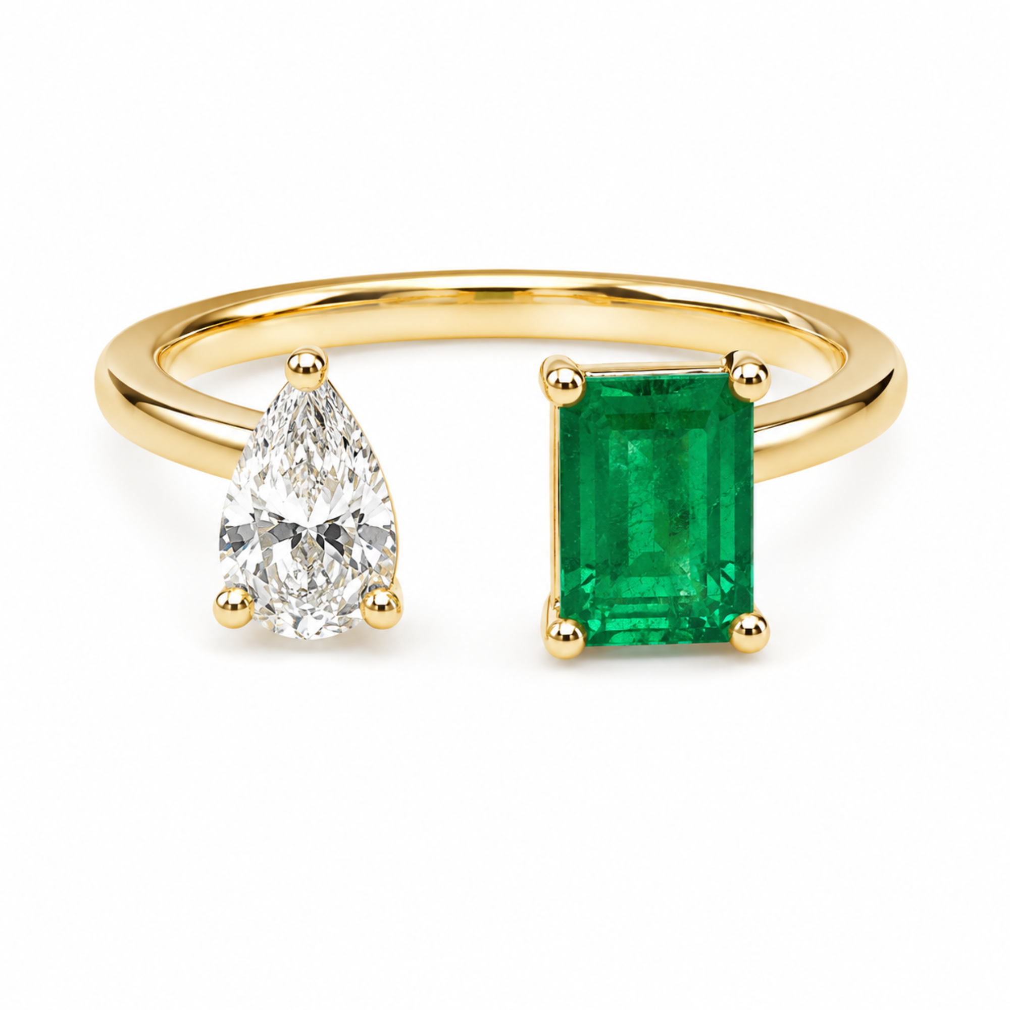 Green and Clear Cut ring