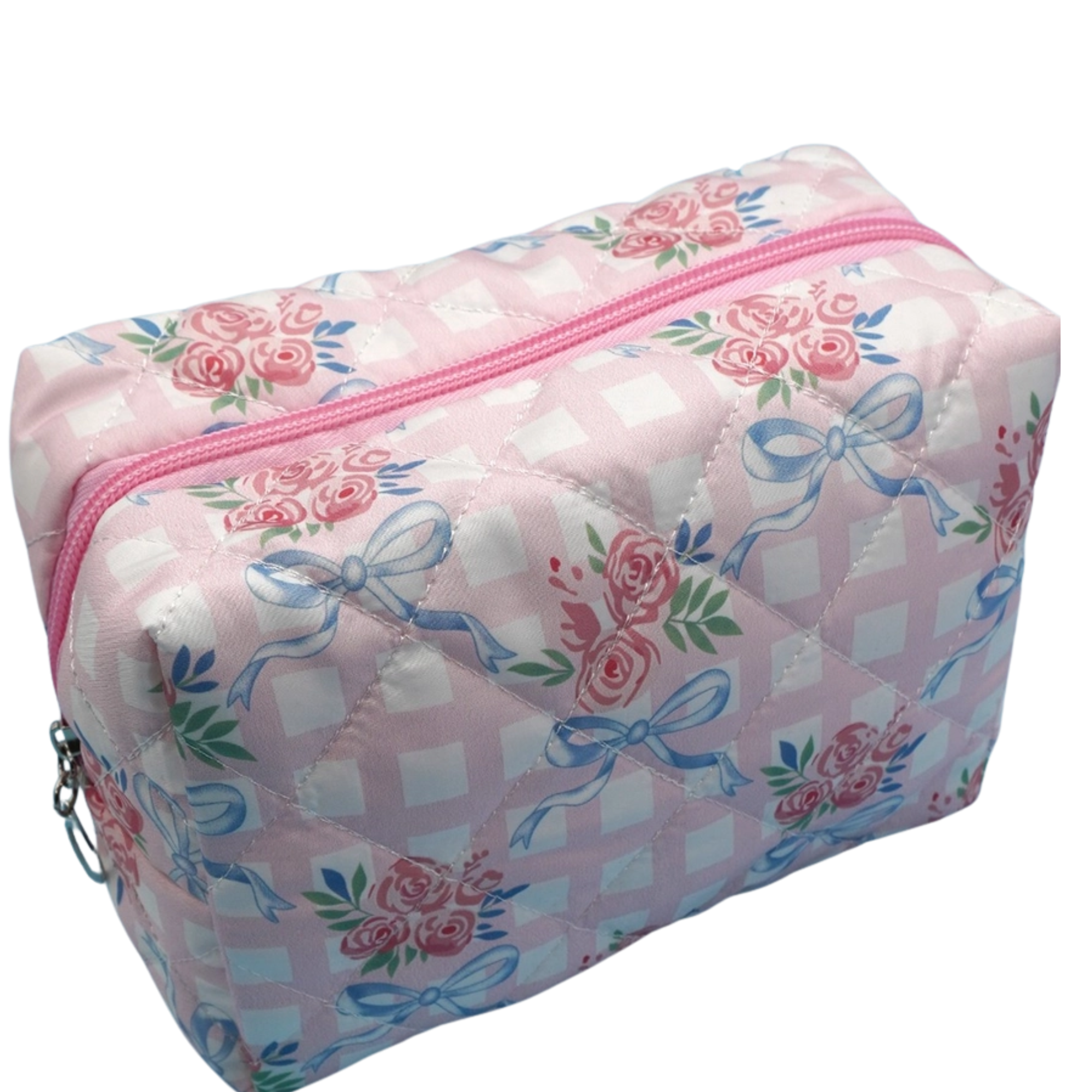 Floral Quilted Cotton Cosmetic Pouch