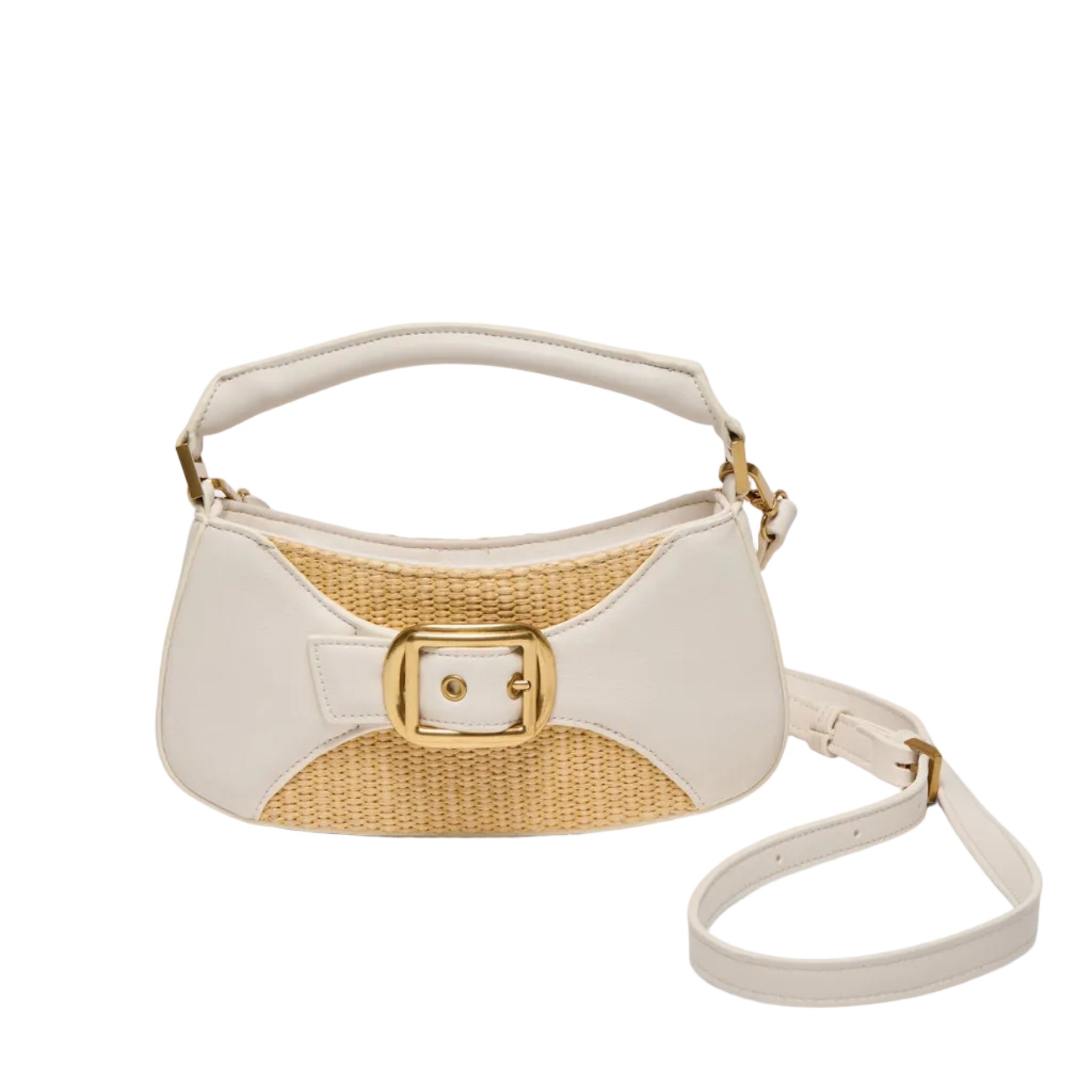 Dolce Vita Nuala-R top handle bag with buckle details, stylish black leather design, and a structured silhouette.