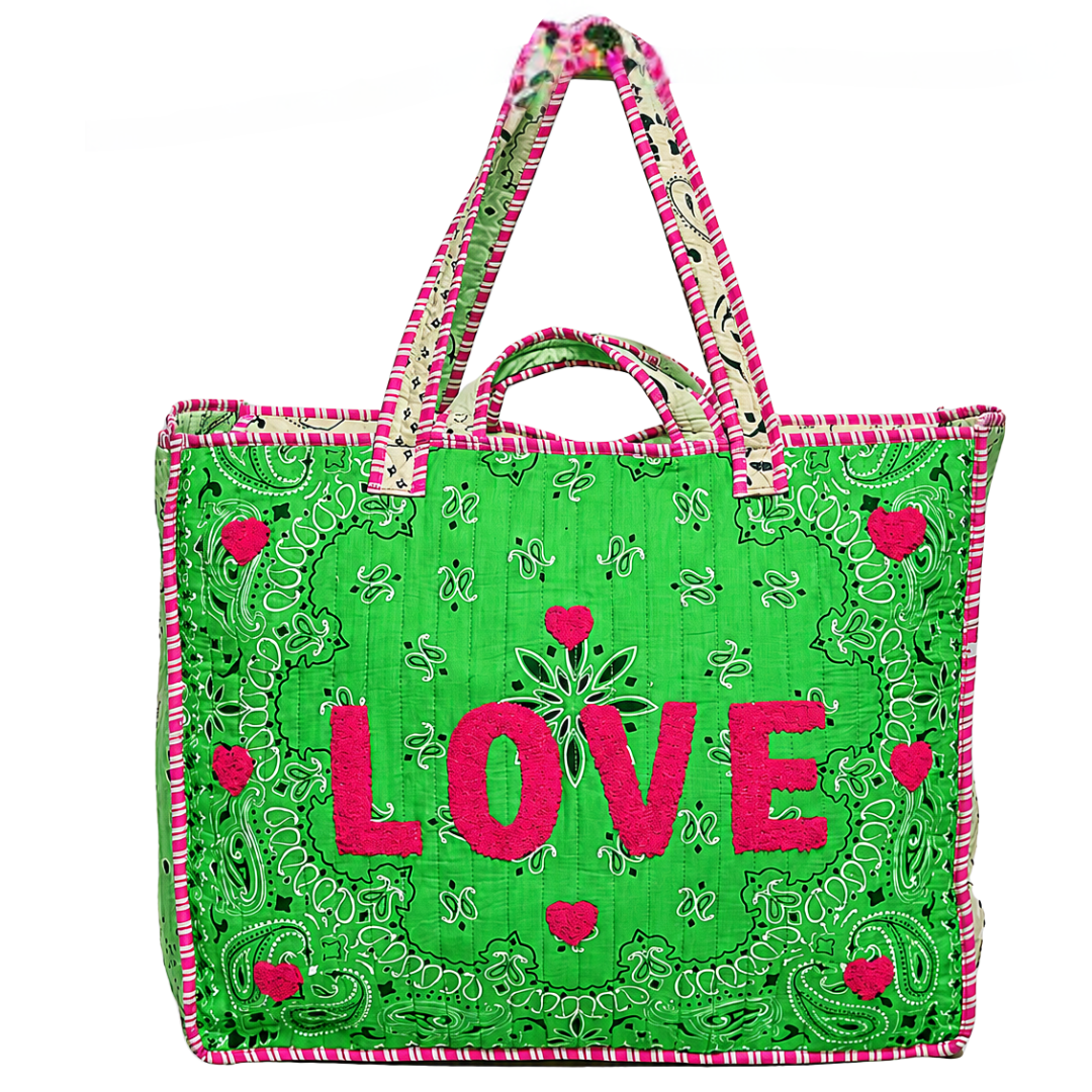 Love Bandana Quilted Tote Bag