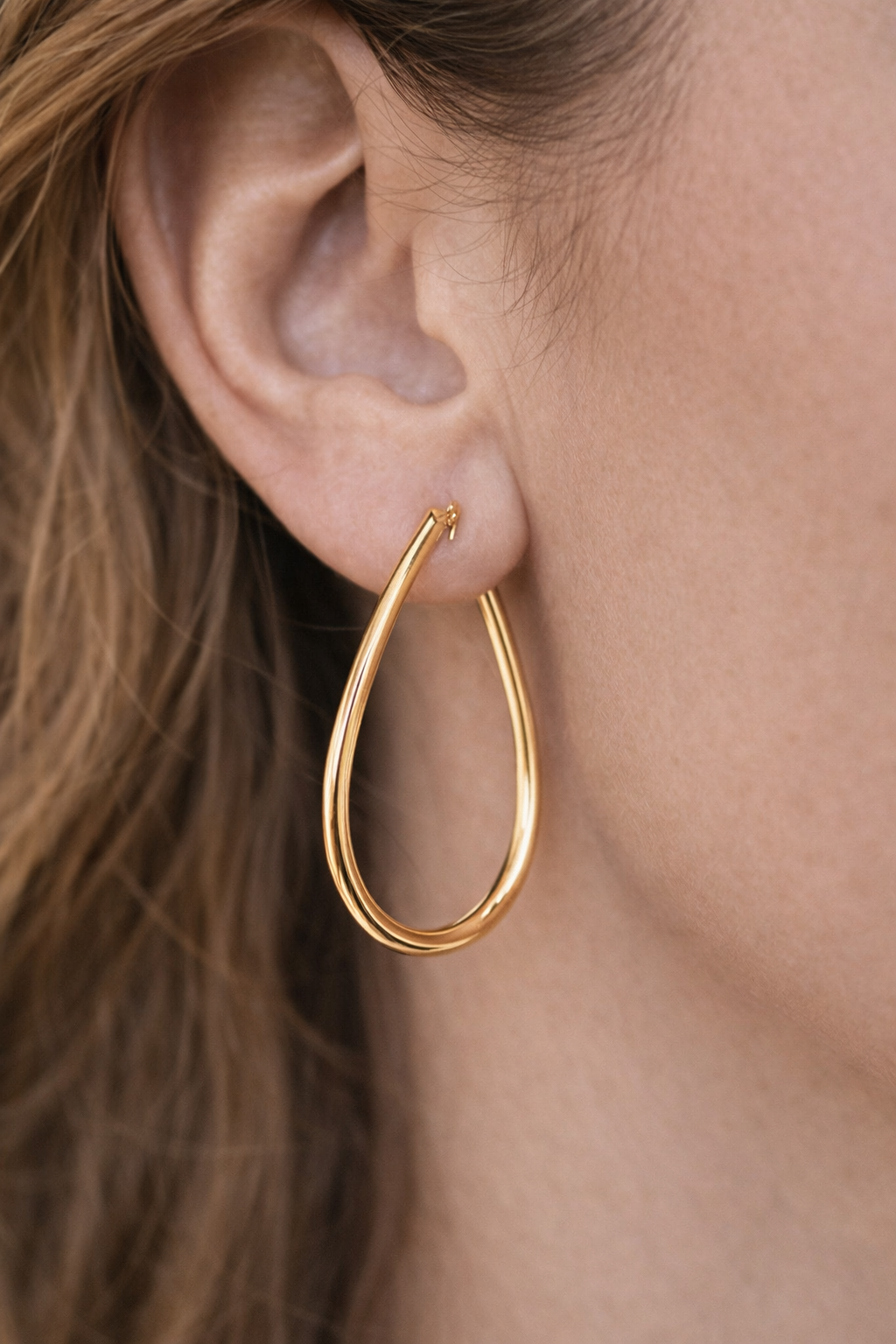 Teardrop Half Hoop Earring - Sterling Silver