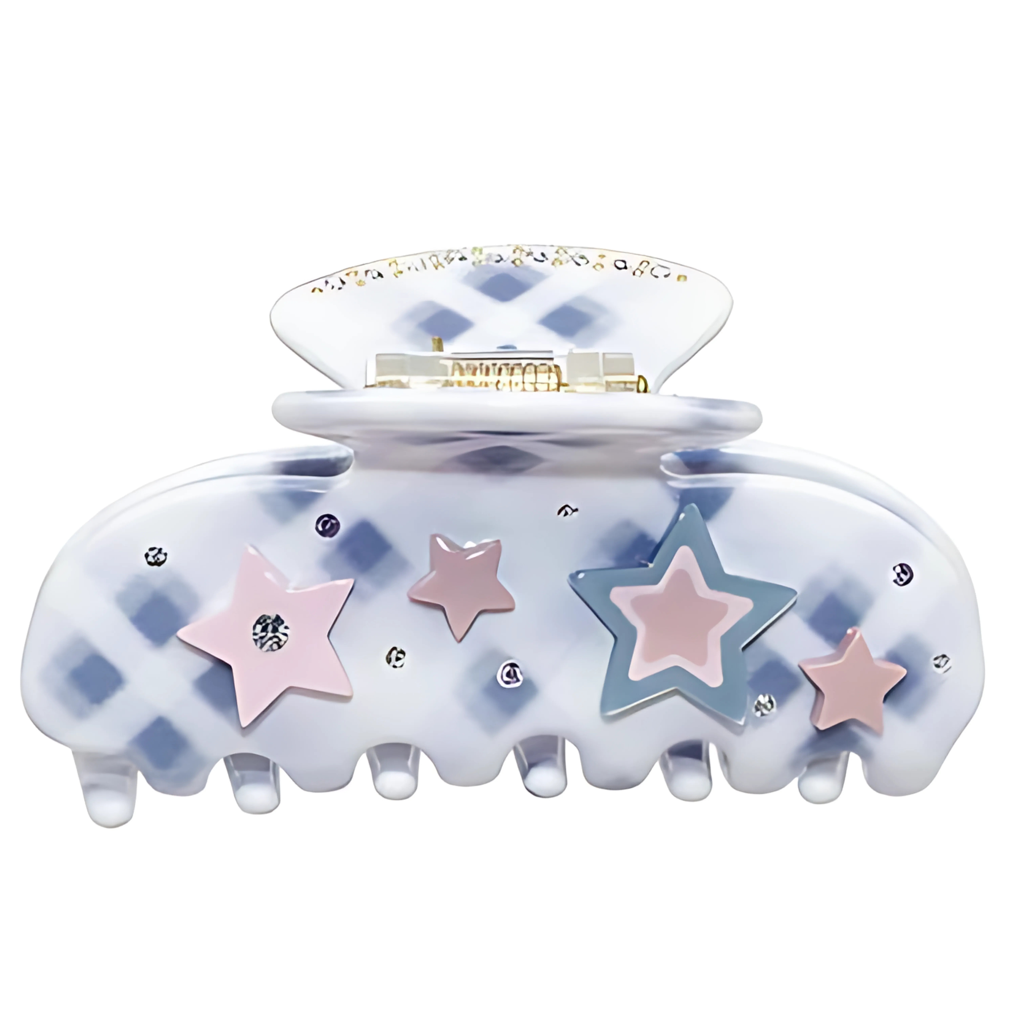 Decorative hair clip with star designs on a white background