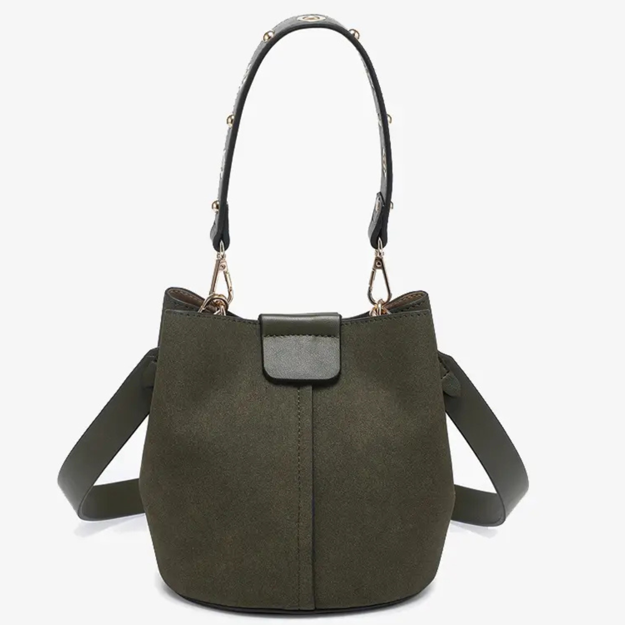 Farrah Suede Bucket Bag w/ Top Handle & Inner Bag