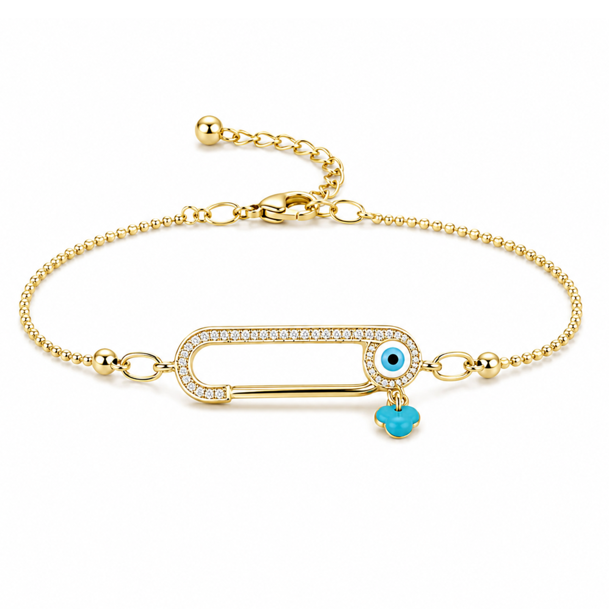 White Evil Eye Bracelet, Gold Evil Eye Jewelry