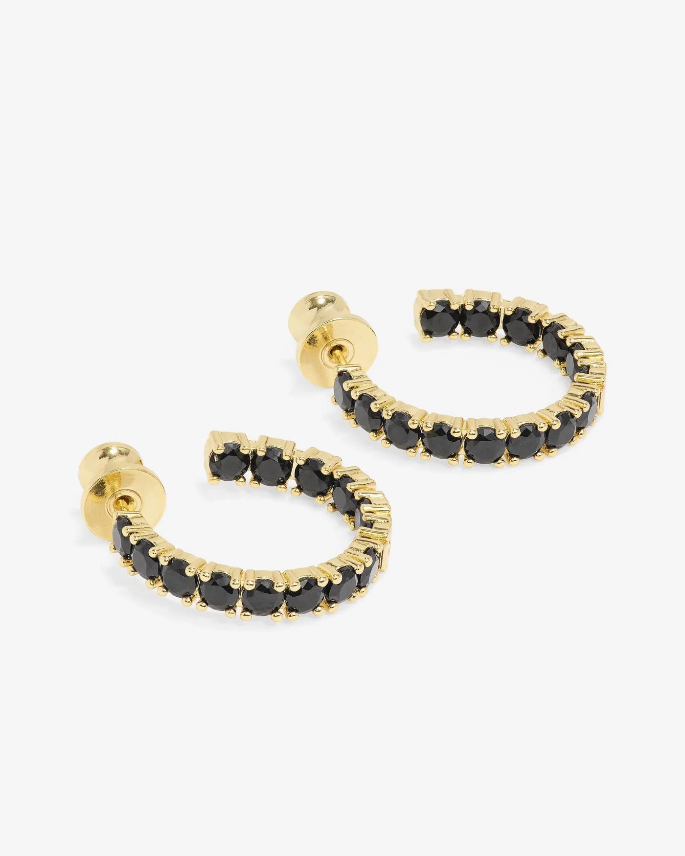 "Oh She Fancy" Smooth & Diamond Hoops - Gold|Black Diamondettes
