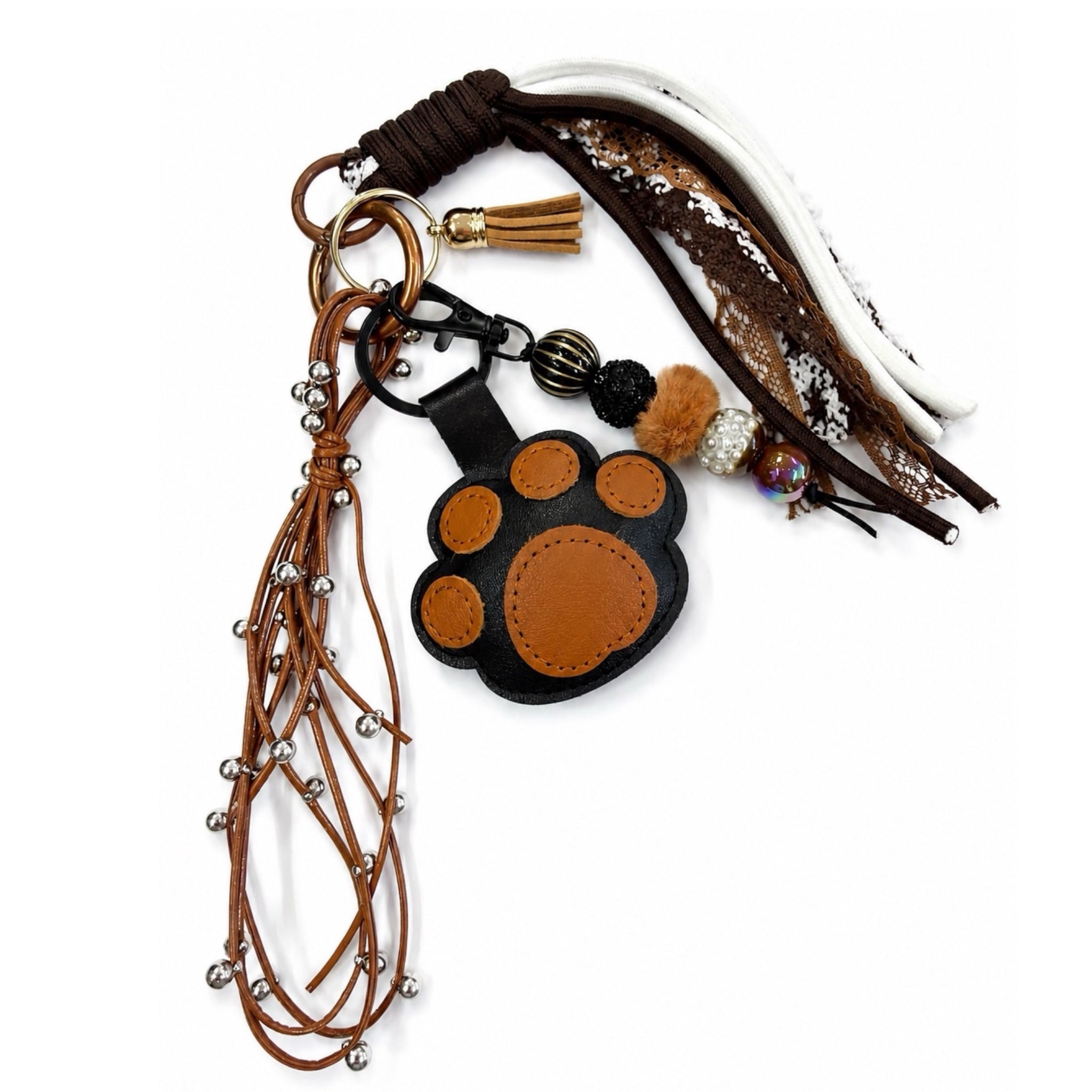 Leather Dog Paw Bag Charm