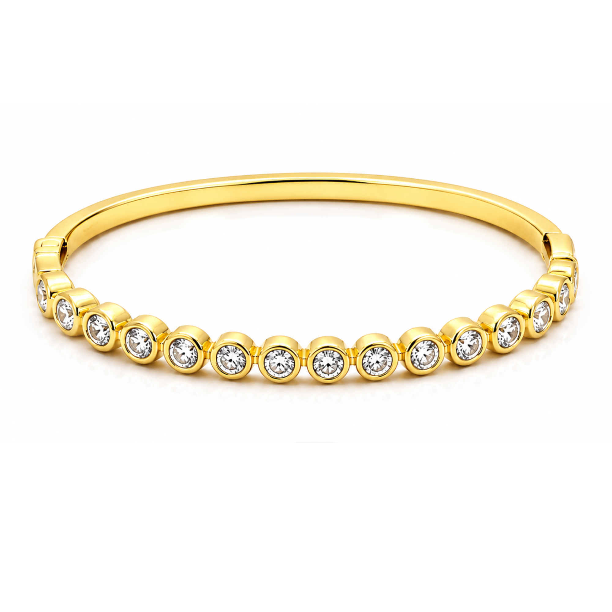 Bezel Set Hard Bangle Bracelet