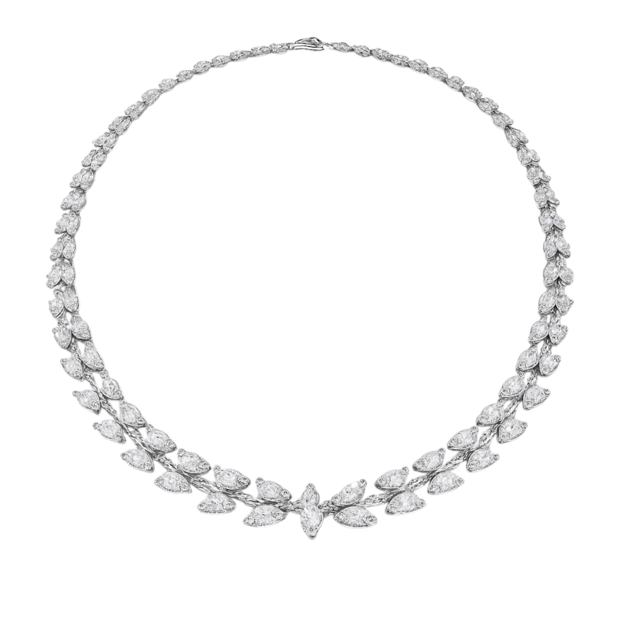 CZ Petal Tennis Necklace - Sterling Silver 925