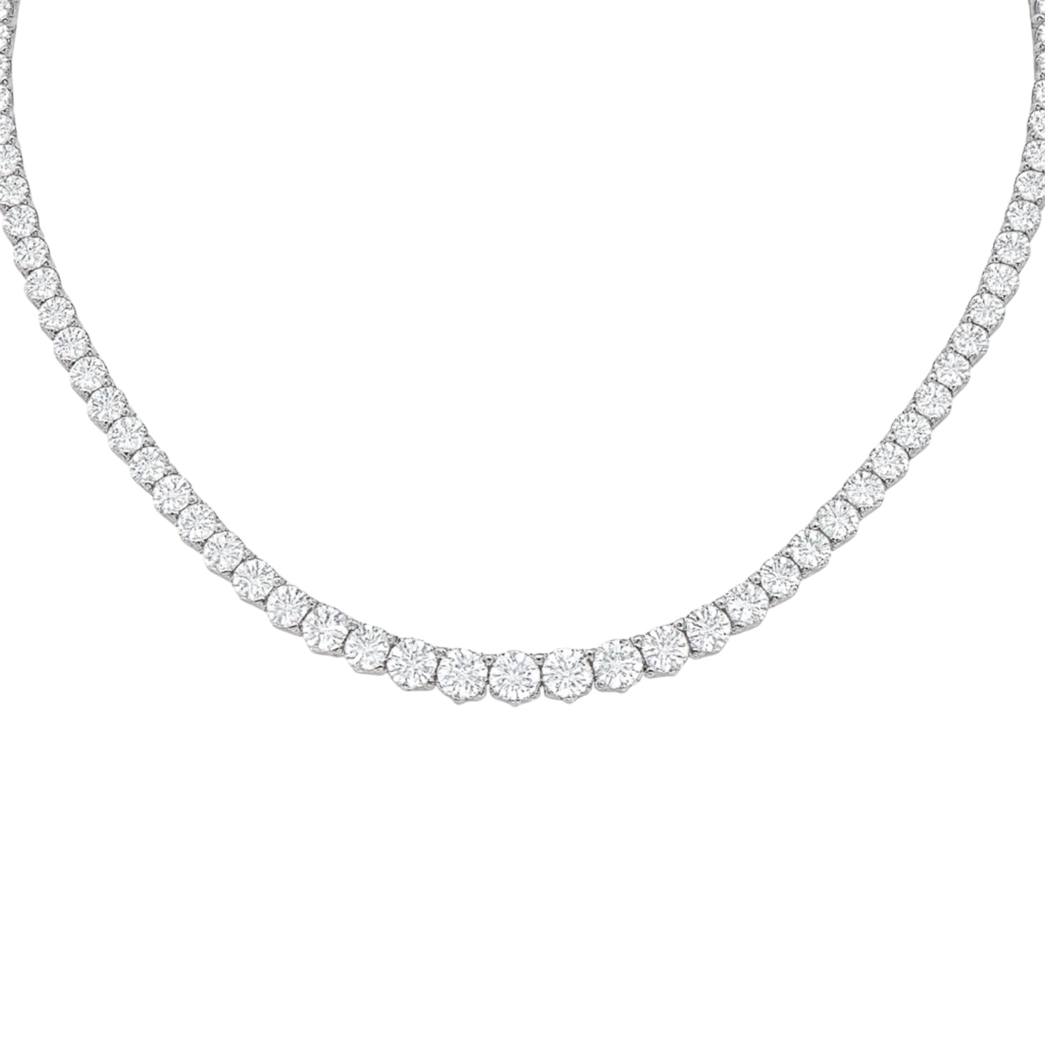 Graduated Sterling Silver Tennis Necklace