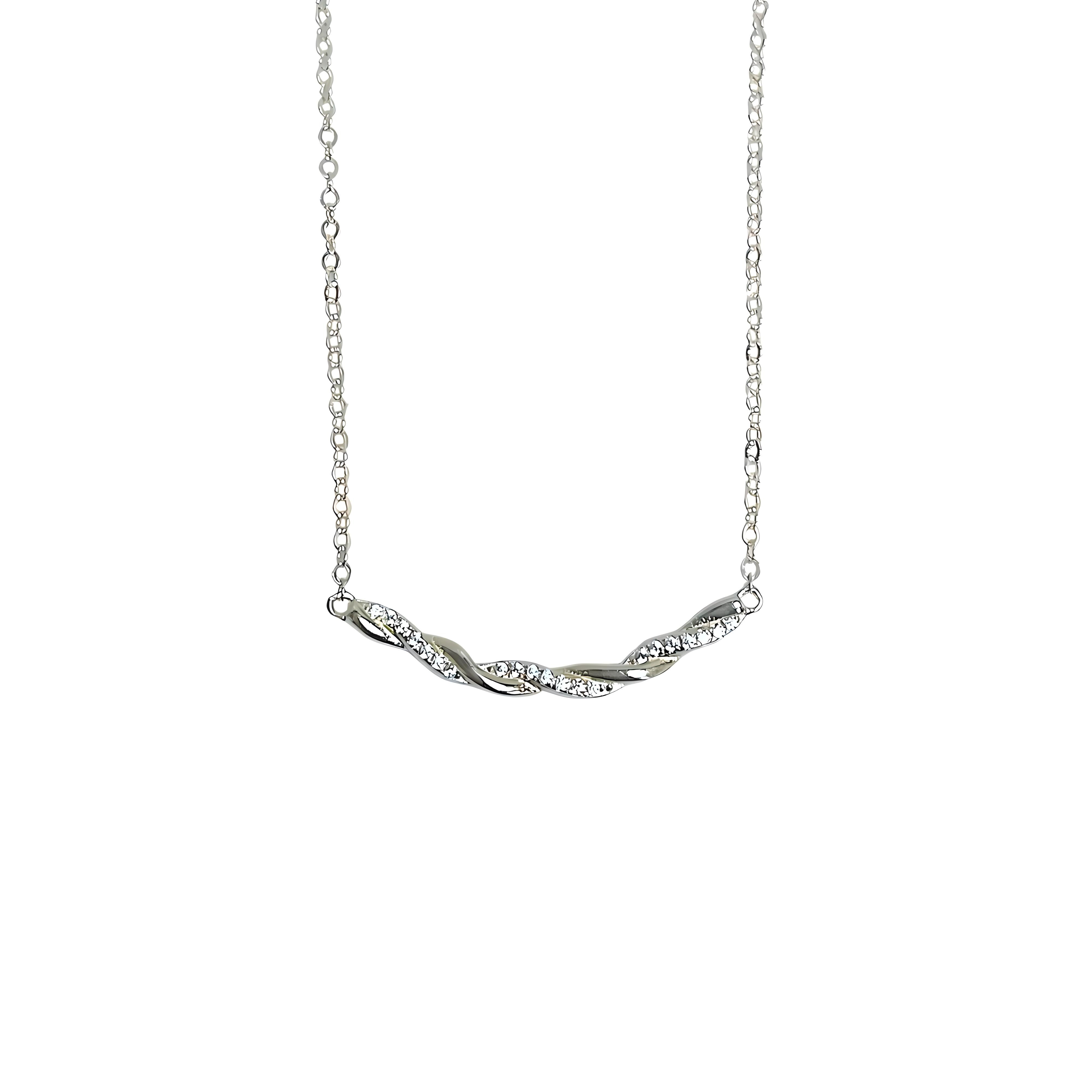 Twisted Bar CZ Sterling Silver Necklace - Let's Bag It