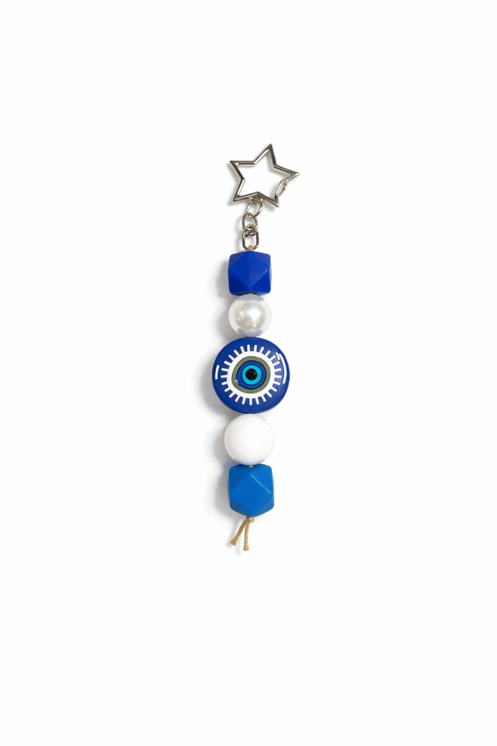 Jules by the Sea Evil Eye keychain with colorful beads and charm, designed as a stylish bag charm or keychain accessory.
