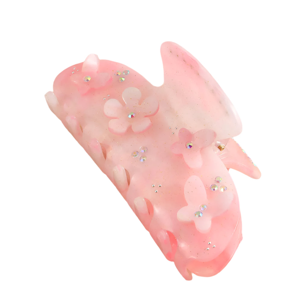 Butterfly Flower Stone Clip