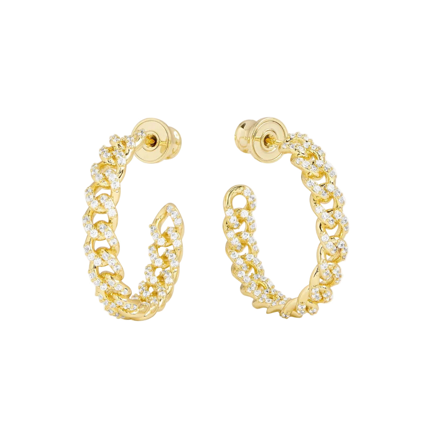 Melinda Maria Pavé Julian Chain Hoops 1" featuring sparkling pave details and a stylish hoop design.