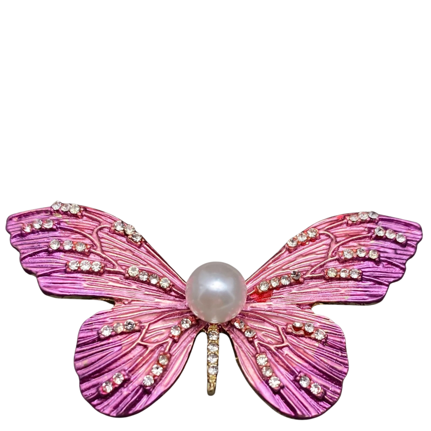 Rhinestone inlaid enamel butterfly brooch with sparkling stones and colorful enamel details, stylish accessory for clothing or bags.