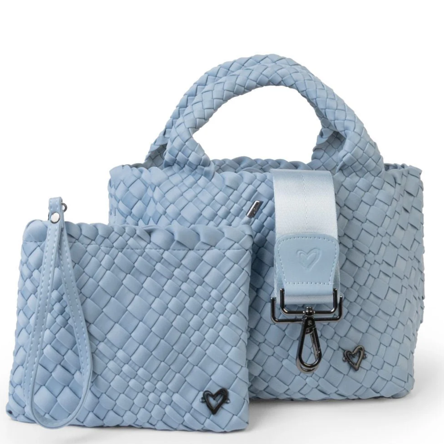 Prenelove Brandon hand-woven mini tote handbag with woven texture and short handles, stylish accessory for everyday use.