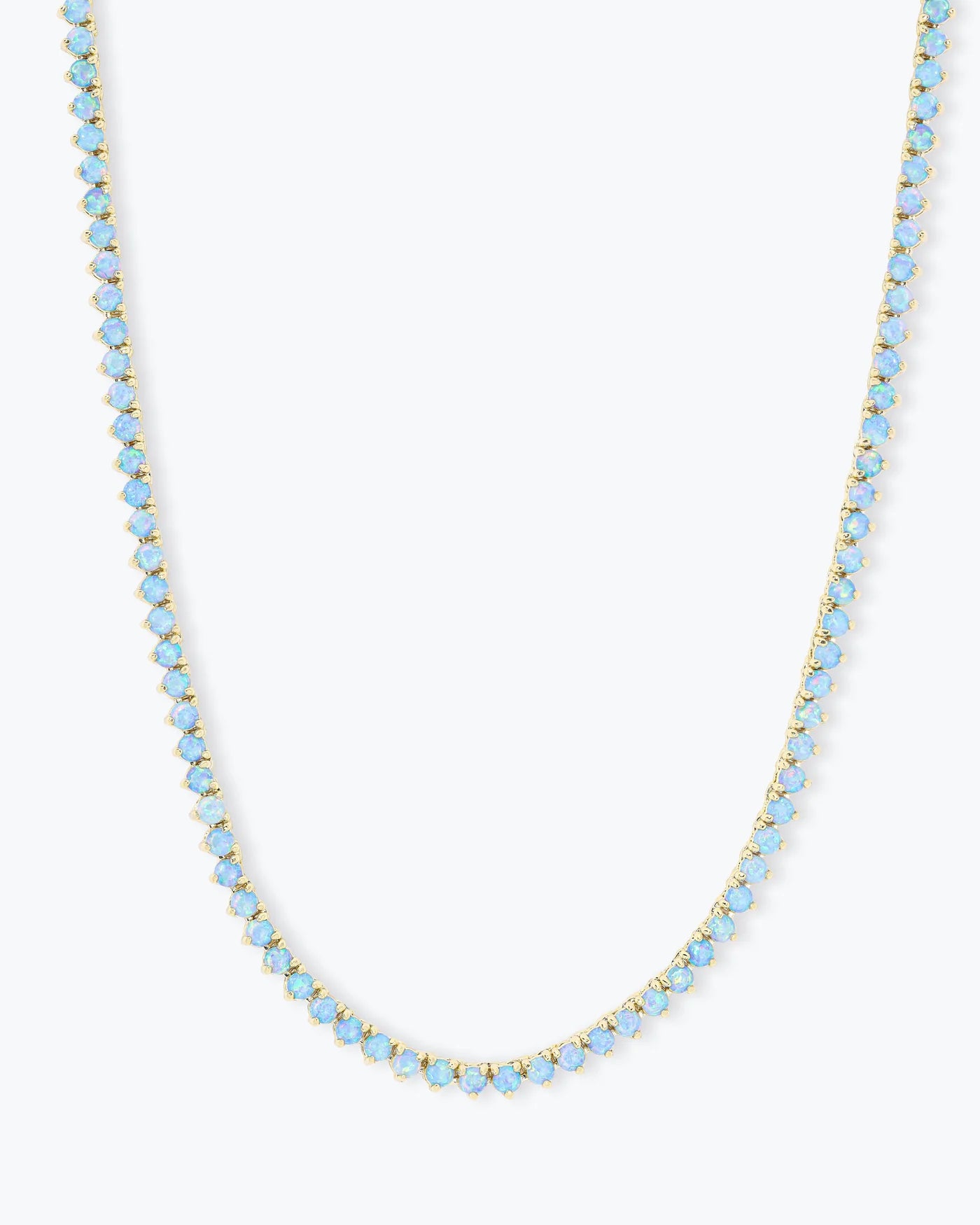 Not Your Basic Tennis Necklace Gold|Blue Opal - 18"