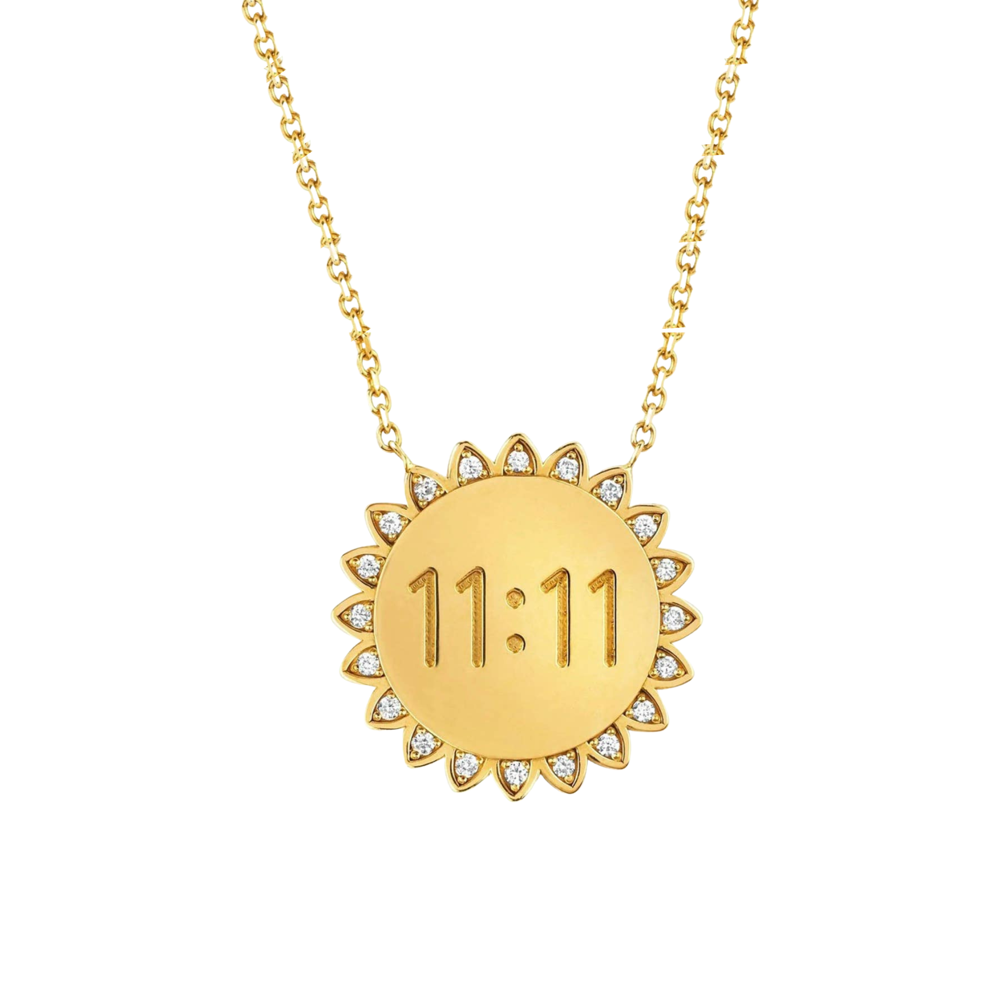 11:11 Sunshine Sun Pendant Necklace 14K Gold Steel Crystal - Let's Bag It