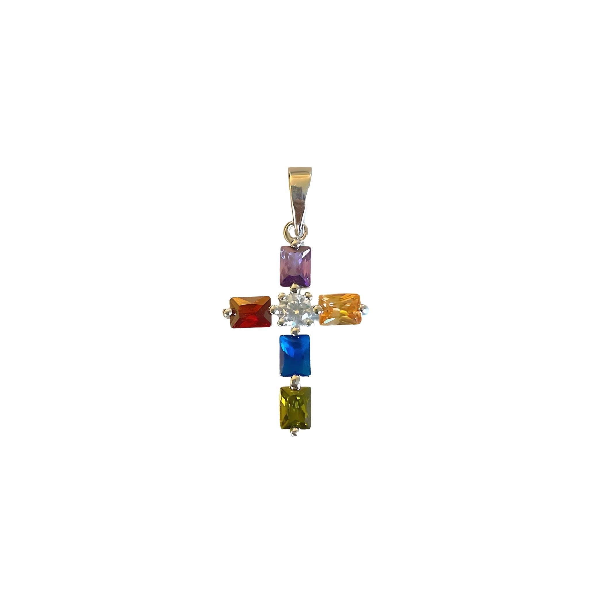 Multicolor CZ Cross Charm - Let's Bag It