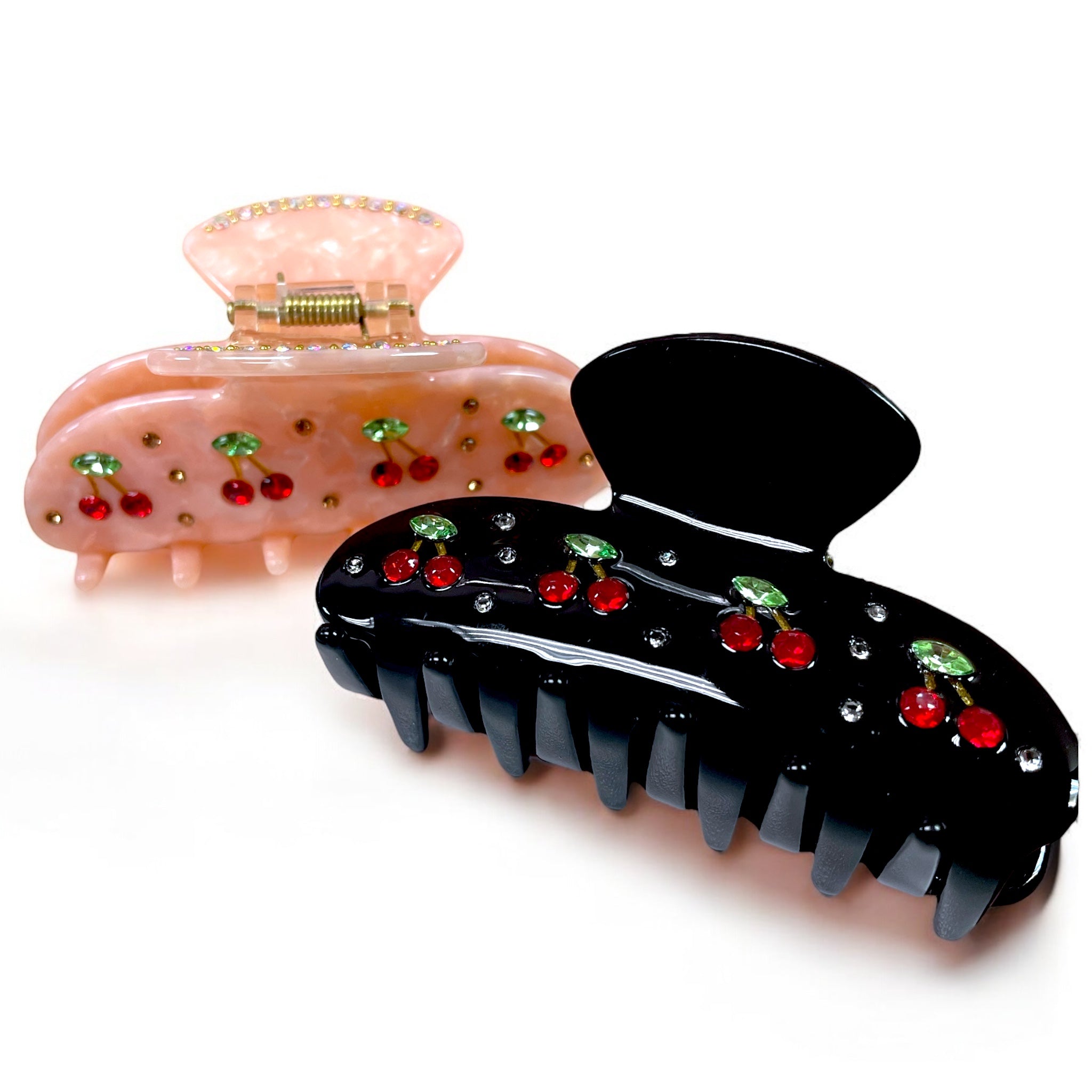 Rhinestone Cherry Acrylic Hair Clip - Let's Bag It